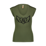 Elastisches T-Shirt grün Damen - WINGED khaki