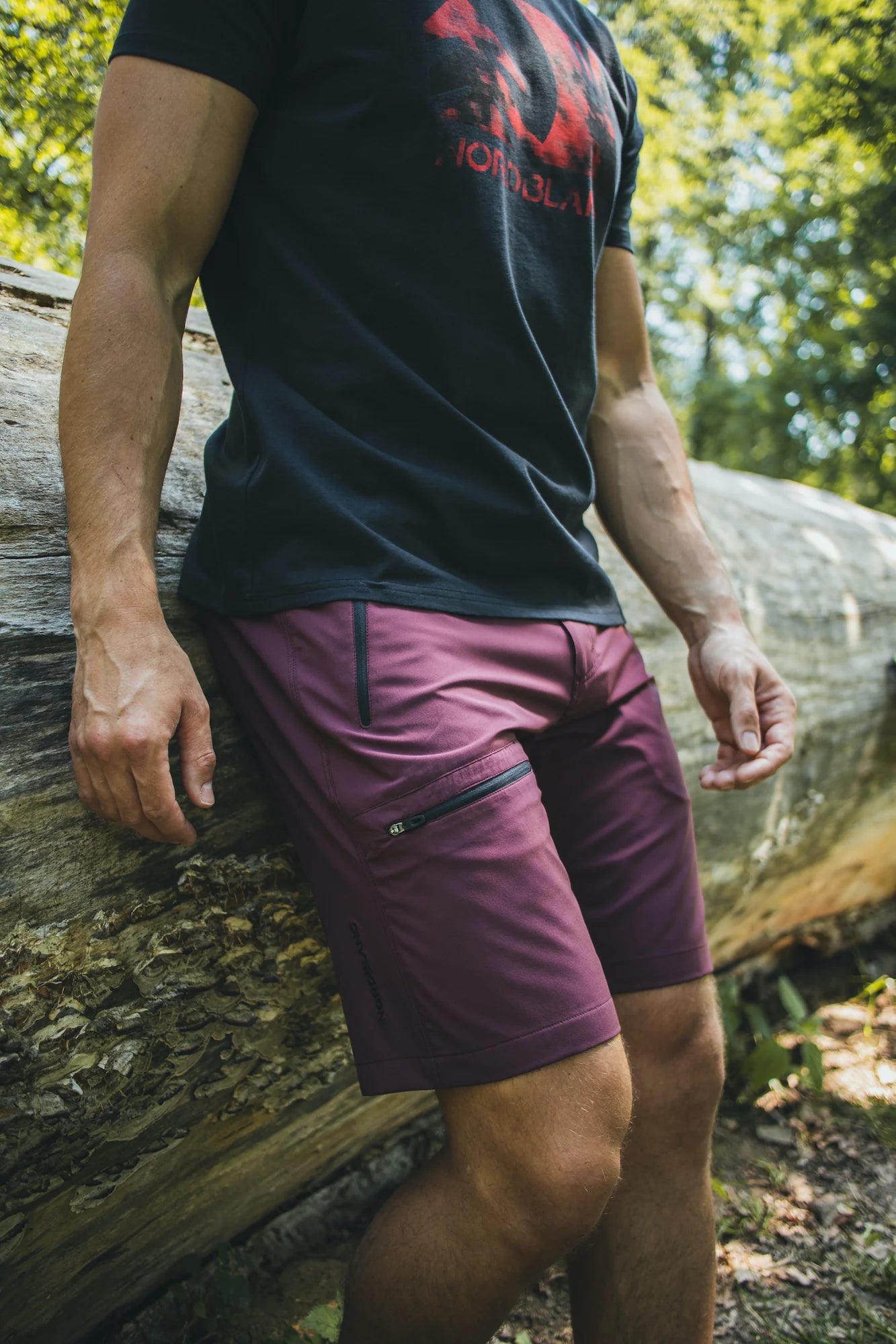 Ľahké outdoorové kraťasy pánske - EASY-GOING vínové-3