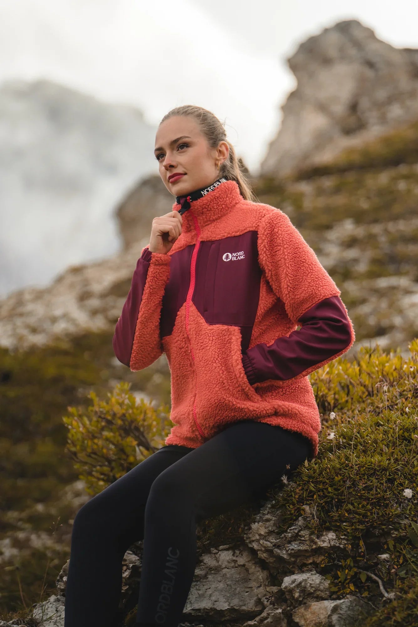 Sherpa jakna iz flisa ženska - PENINSULA roza-3