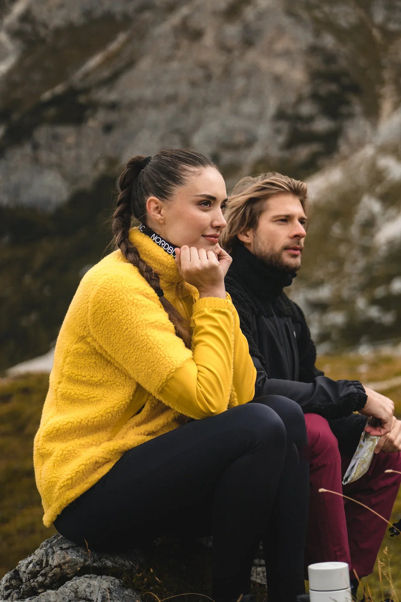 Jachetă din fleece Sherpa pentru femei - PENINSULA galbenă-4