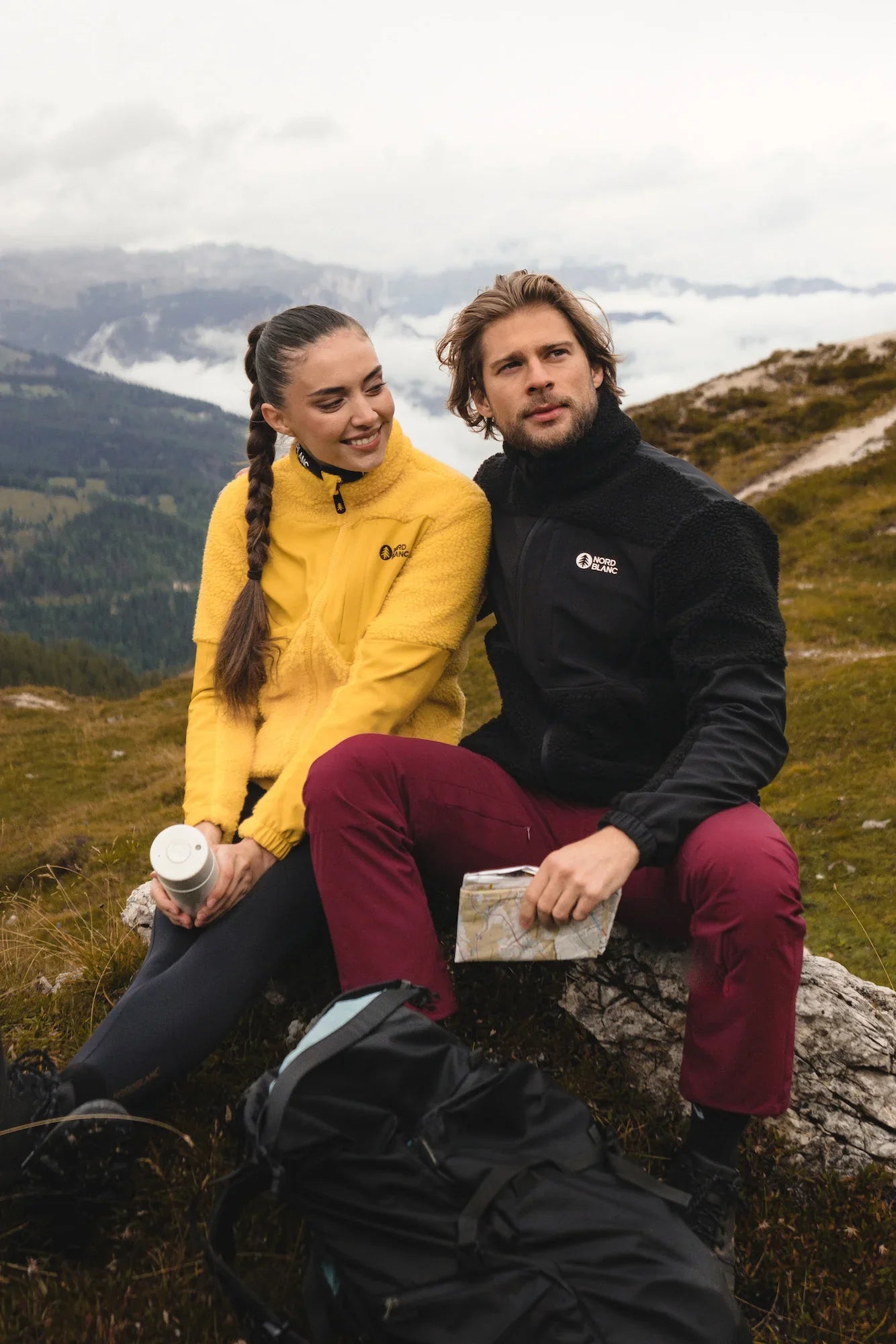 Jachetă din fleece Sherpa pentru femei - PENINSULA galbenă-5