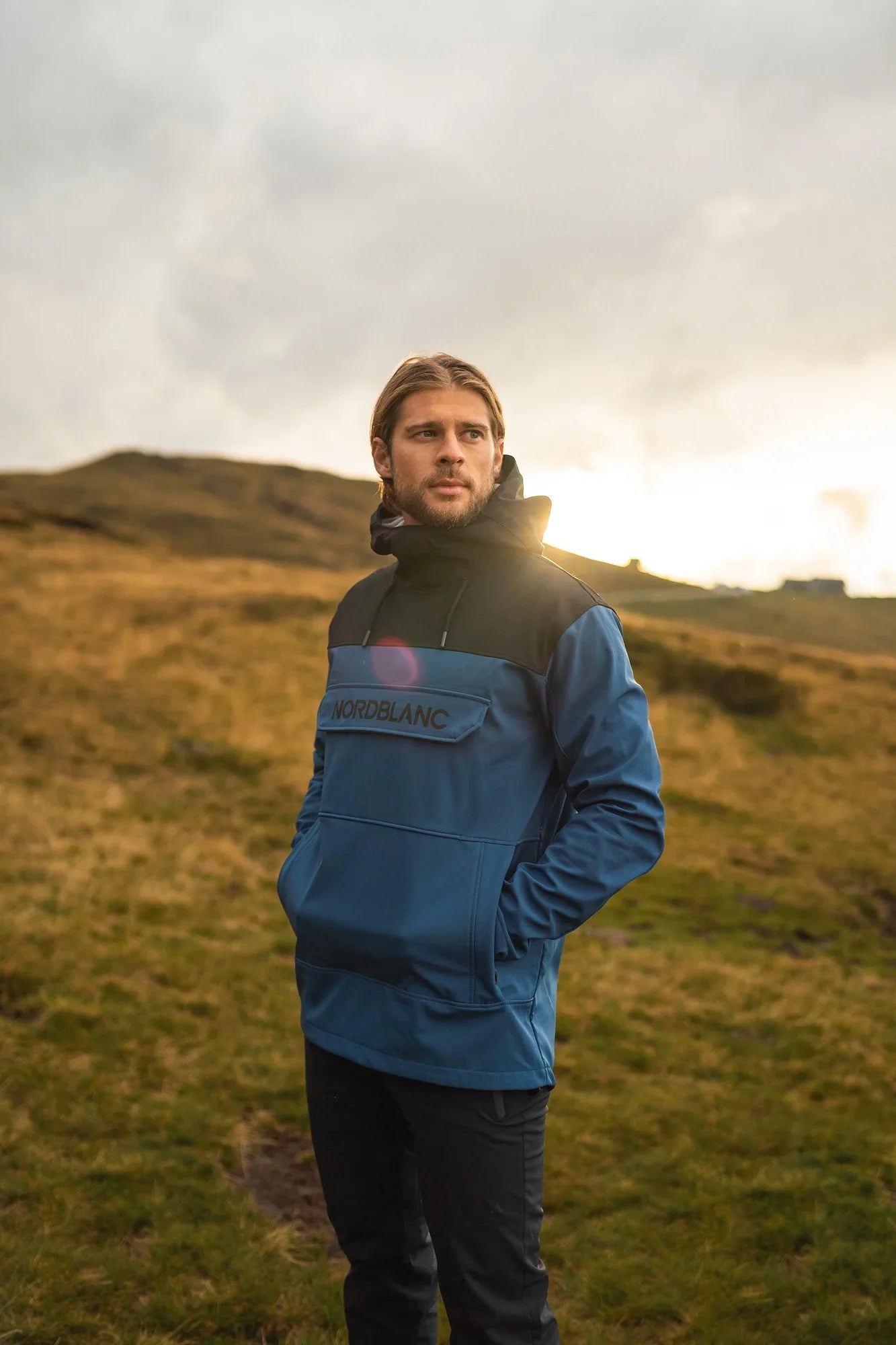 Hanorac din softshell pentru bărbați - TREKKING albastru-3