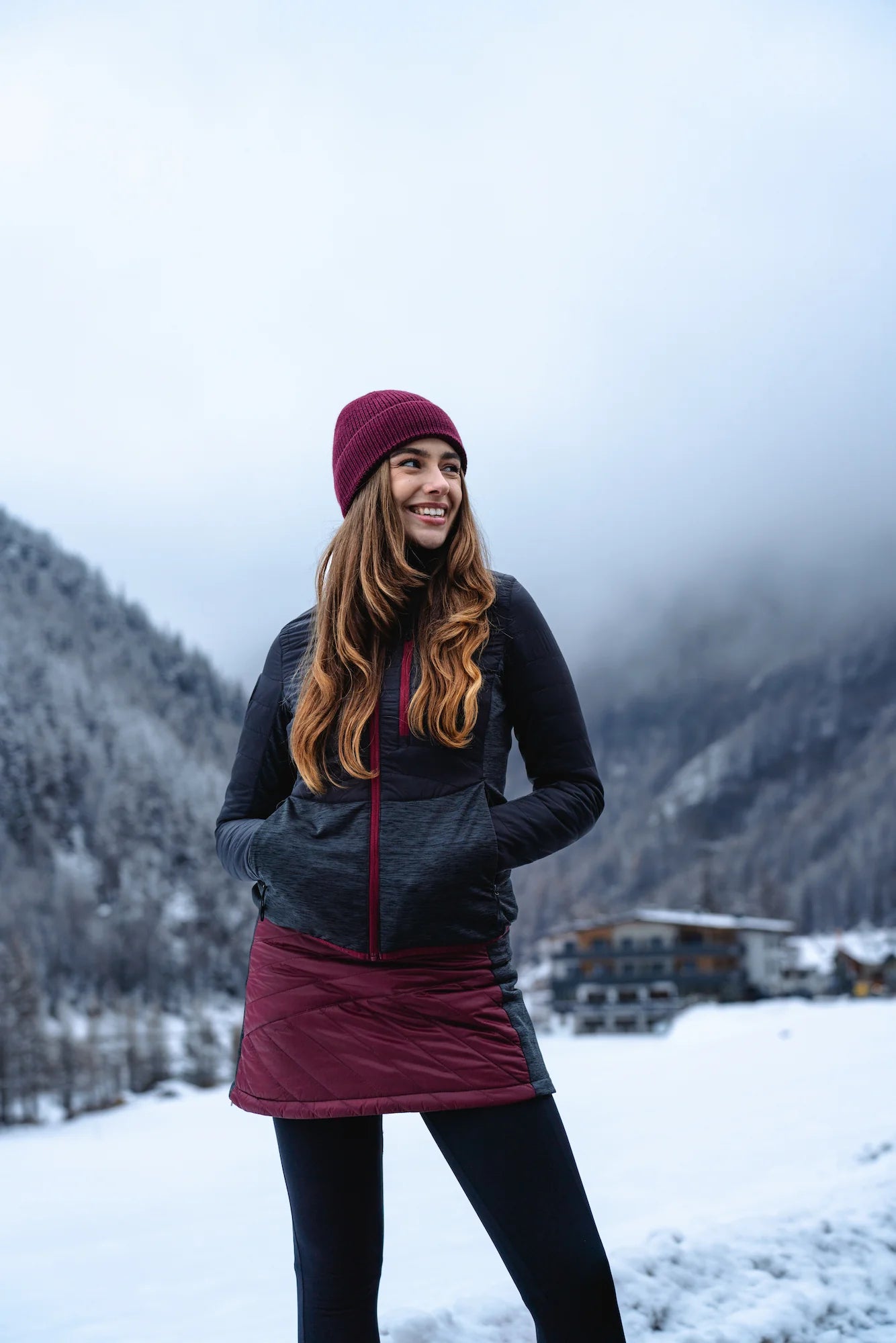 Winter skirt women's - VISTA wine red-4