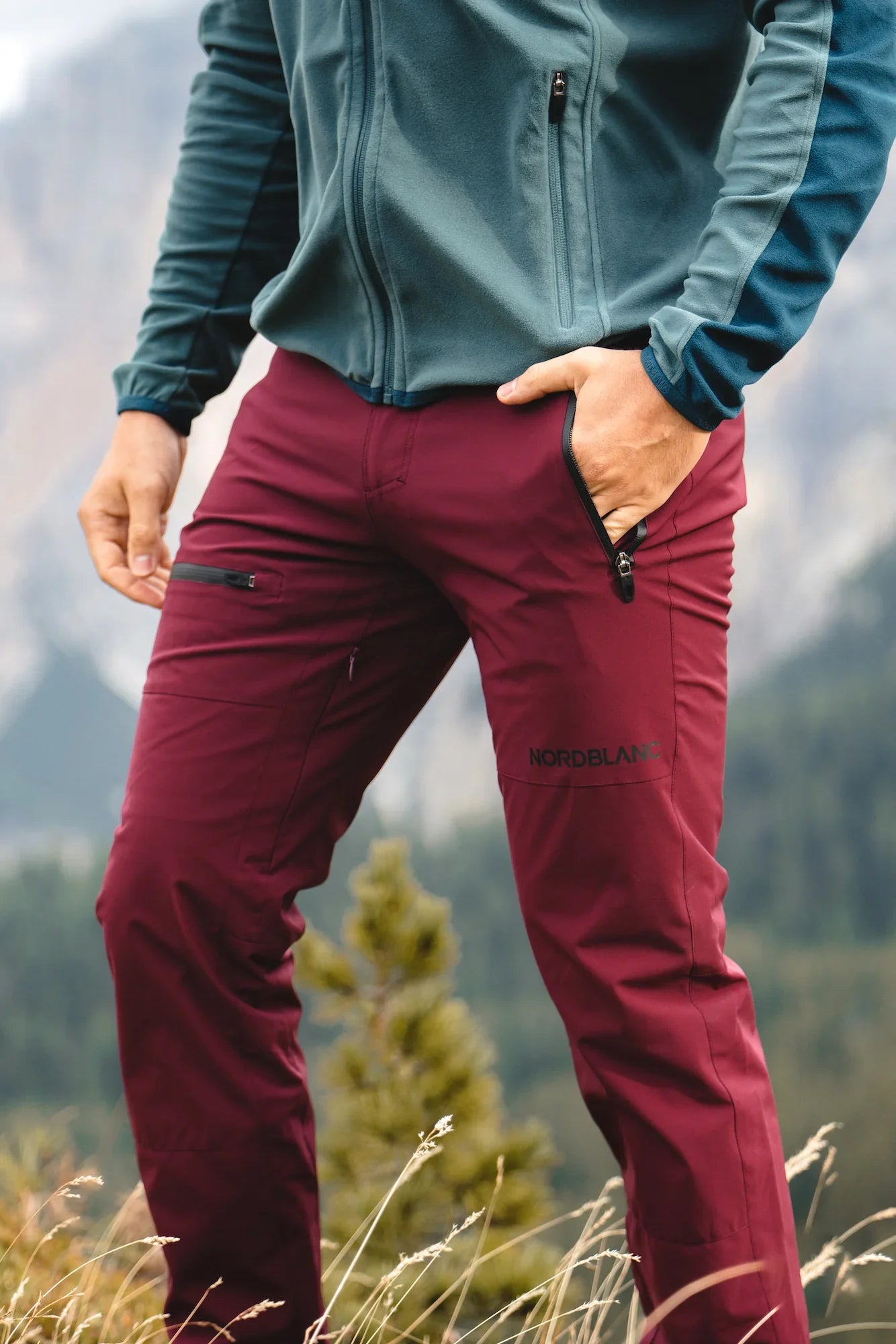 Nepromokavé outdoorové kalhoty pánské - ERGONOMICAL vínové-4