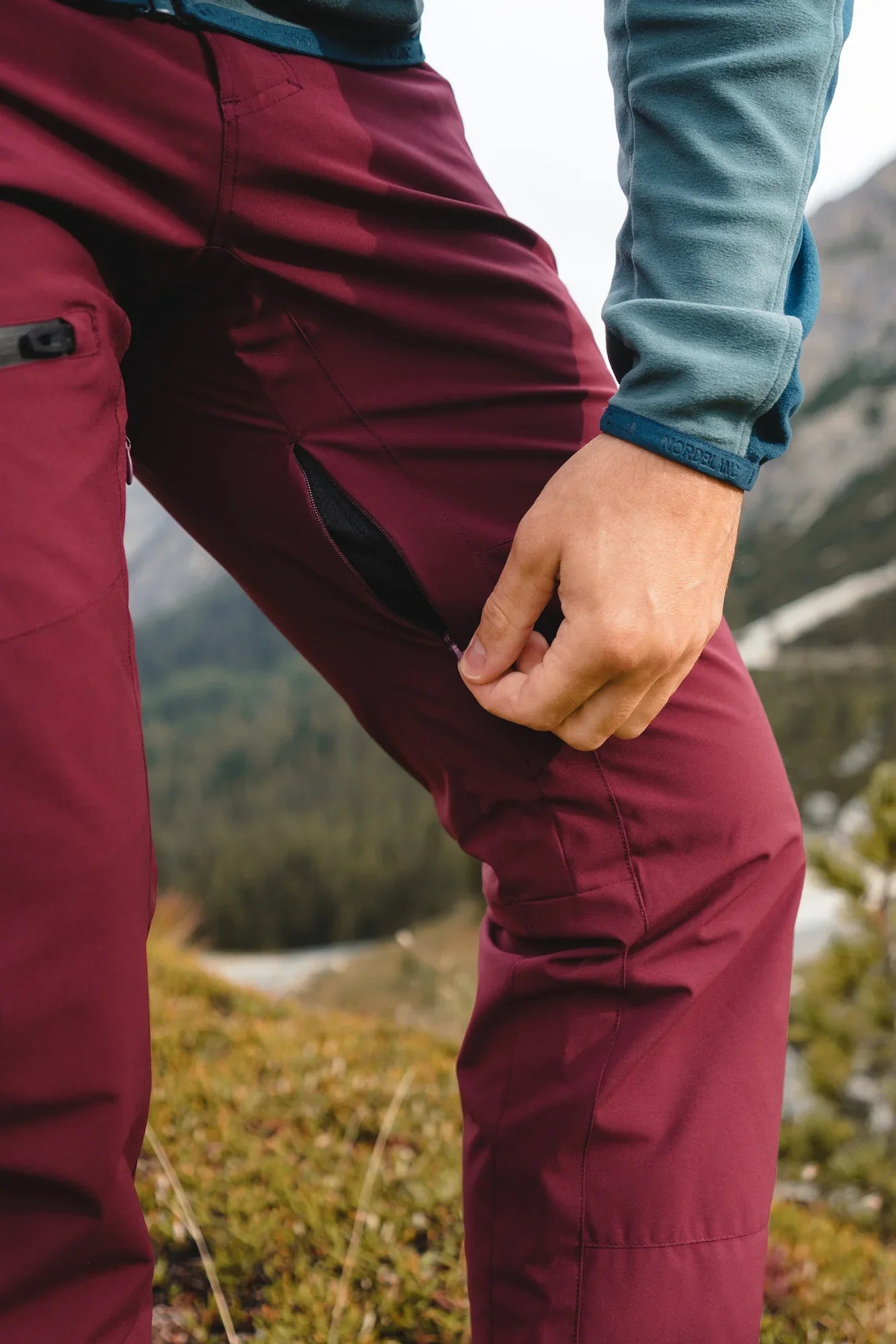 Nepromokavé outdoorové kalhoty pánské - ERGONOMICAL vínové-5