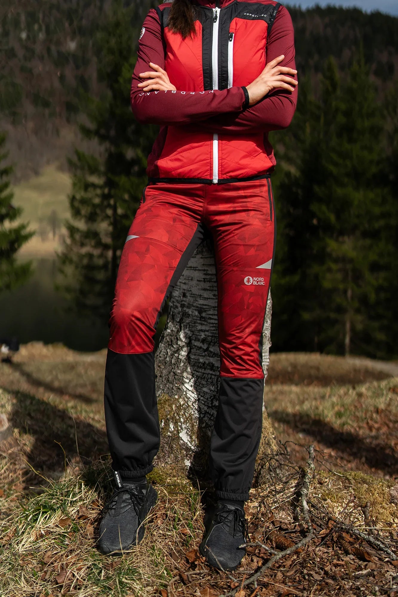 Lagane vodootporne softshell hlače ženske - AESTHETIC crvene-3