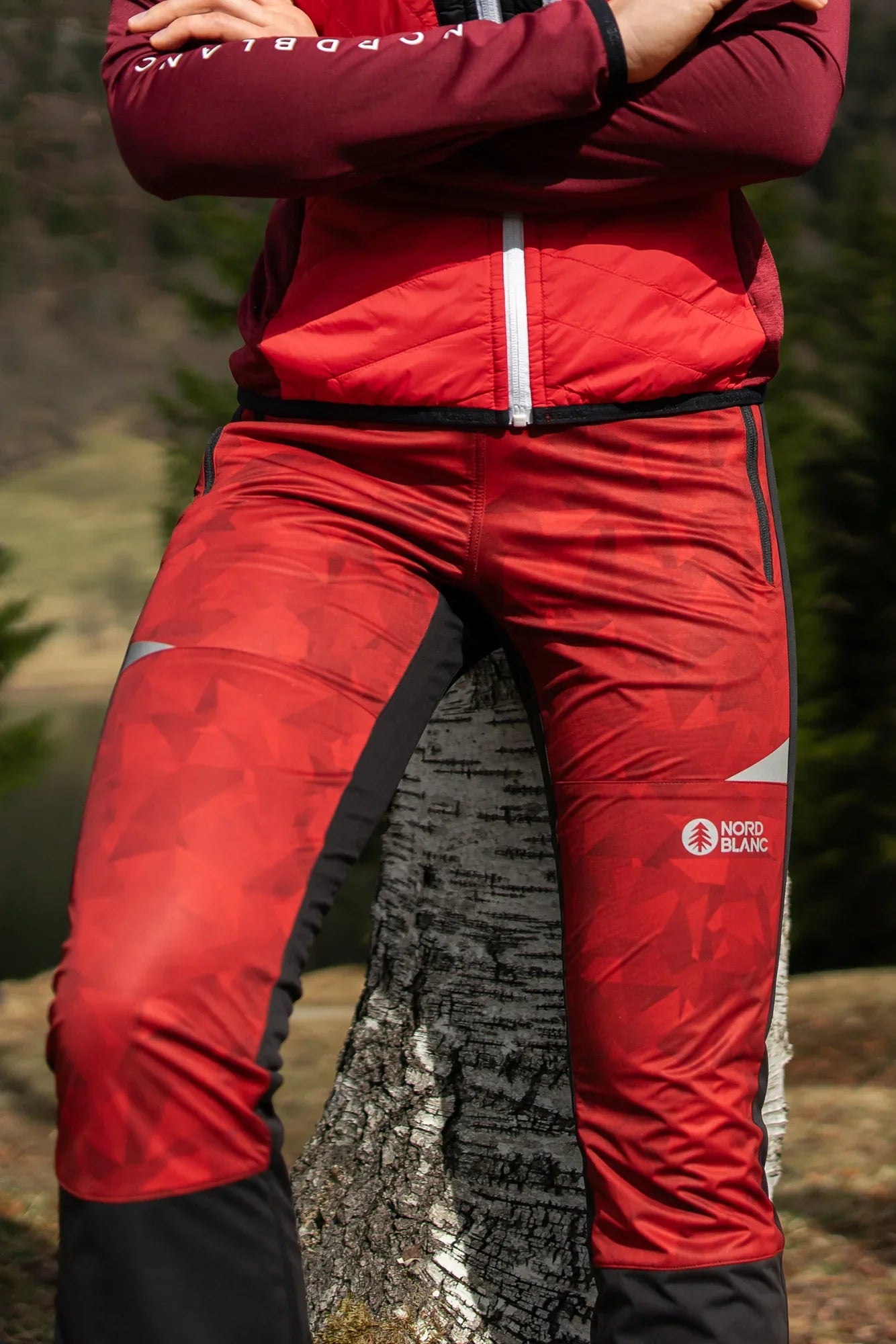 Lagane vodootporne softshell hlače ženske - AESTHETIC crvene-4