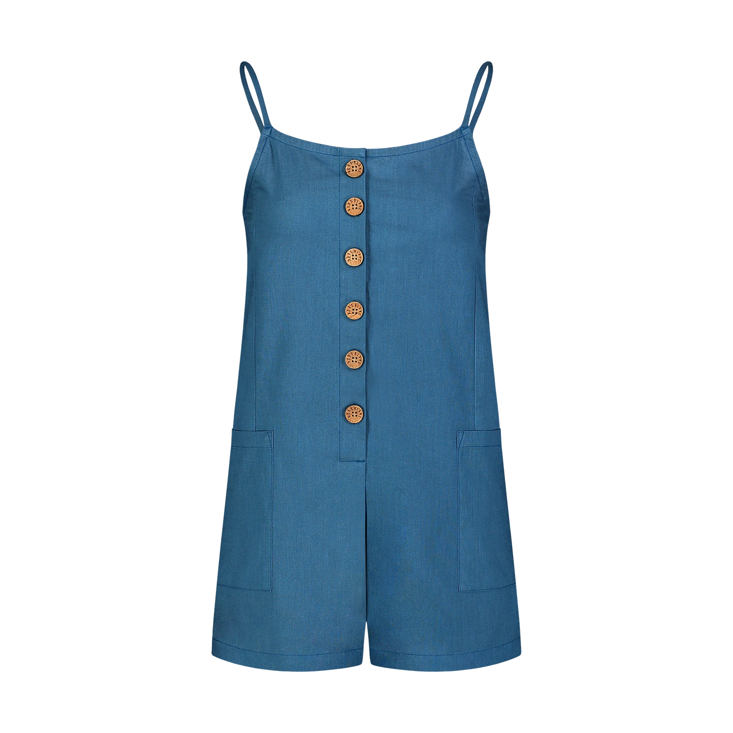 Baumwoll-Overal-Shorts Damen - SUNNY blau