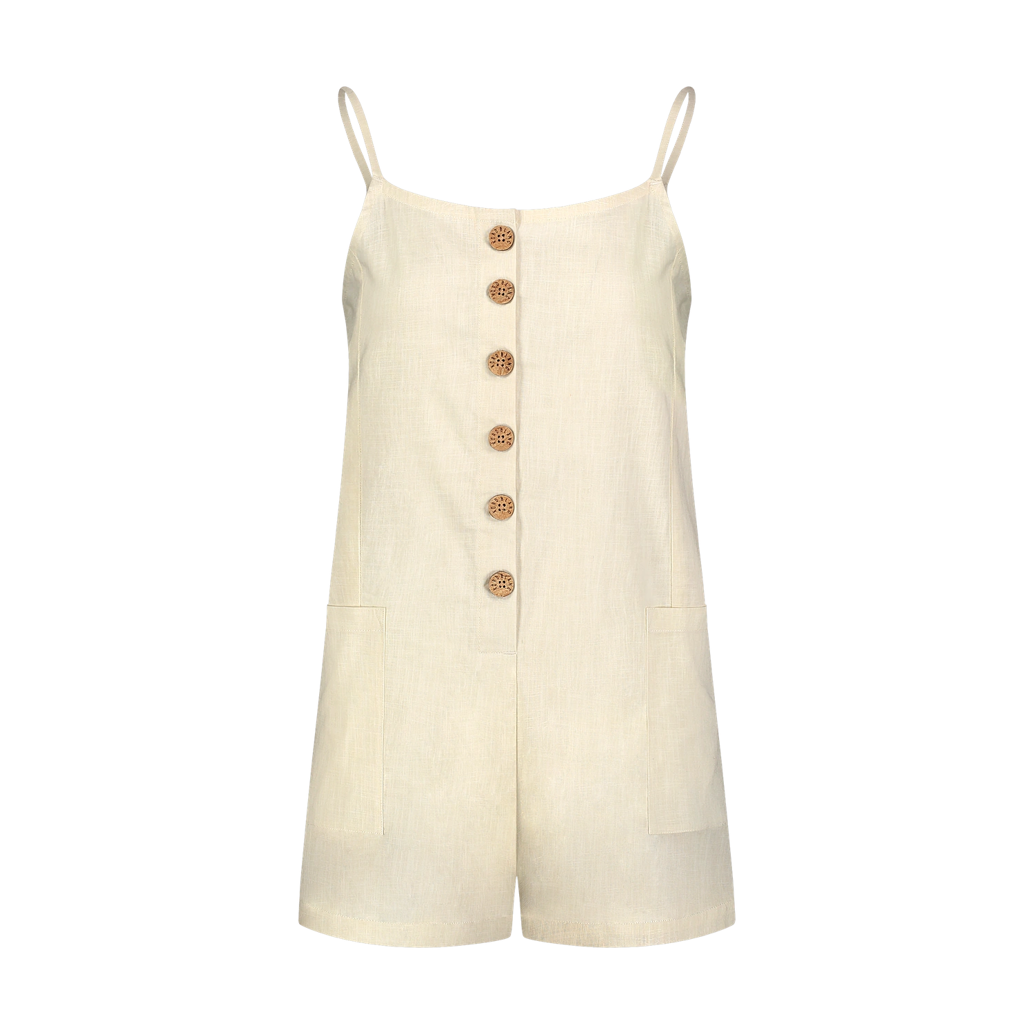 Baumwoll-Overal-Shorts Damen - SUNNY weiß