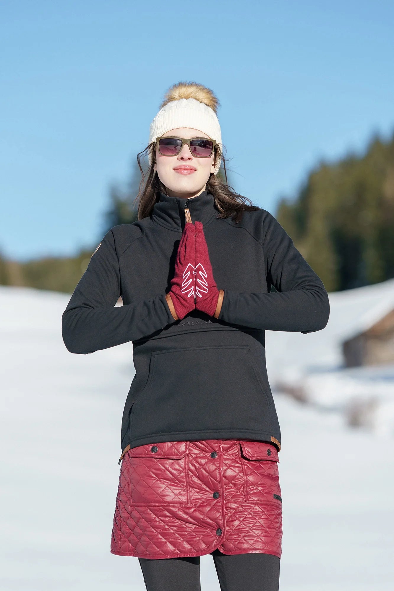 Pletene rokavice - CLUTCH temno rdeče-2
