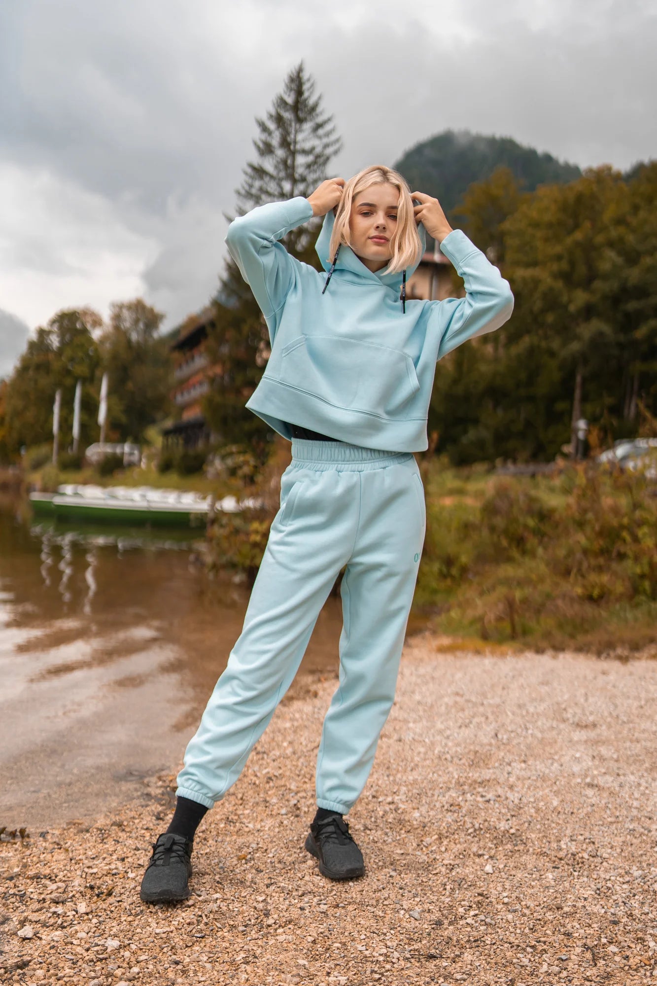 Baumwolle Sweat- hosen Damen - BOYFRIEND blau-3
