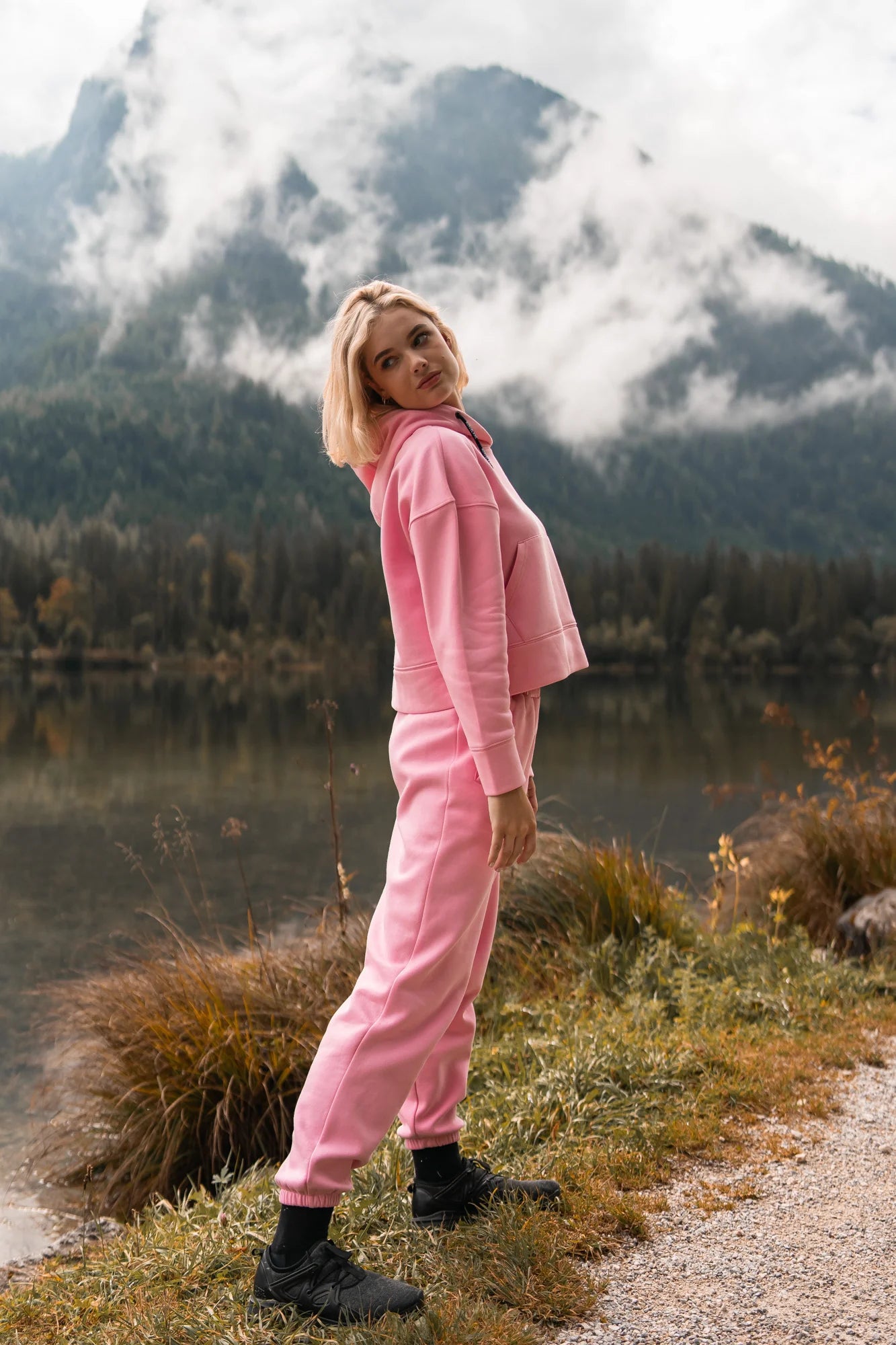 Baumwolle Sweat- hosen Damen - BOYFRIEND pink-3
