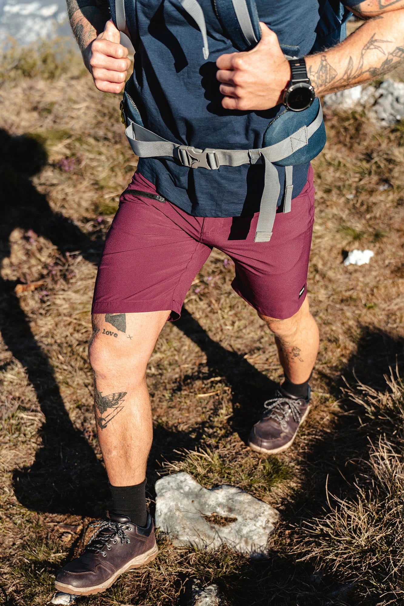 Outdoor shorts men's - BERMUDAS wine red-3