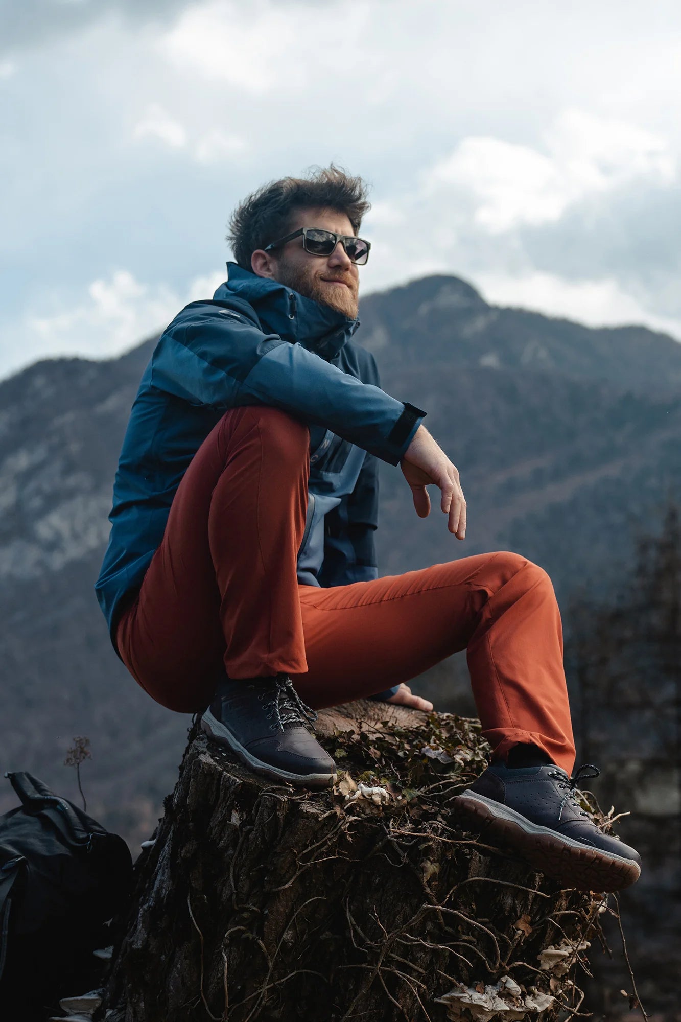 Lehké outdoorové kalhoty pánské - RUBBER hnědé-5