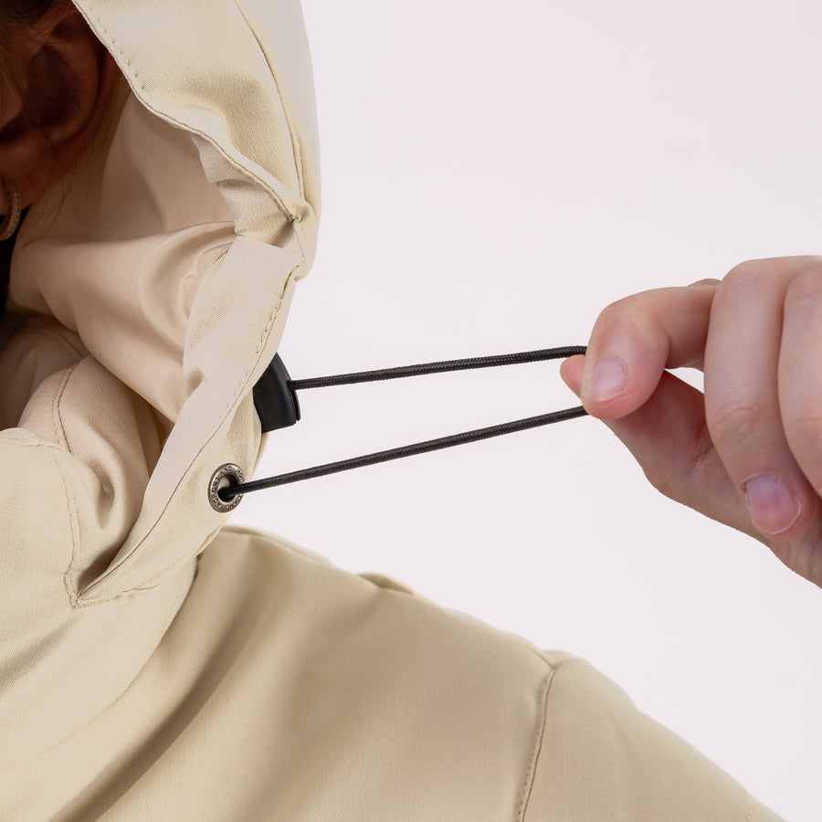 Adjustable hood drawcord