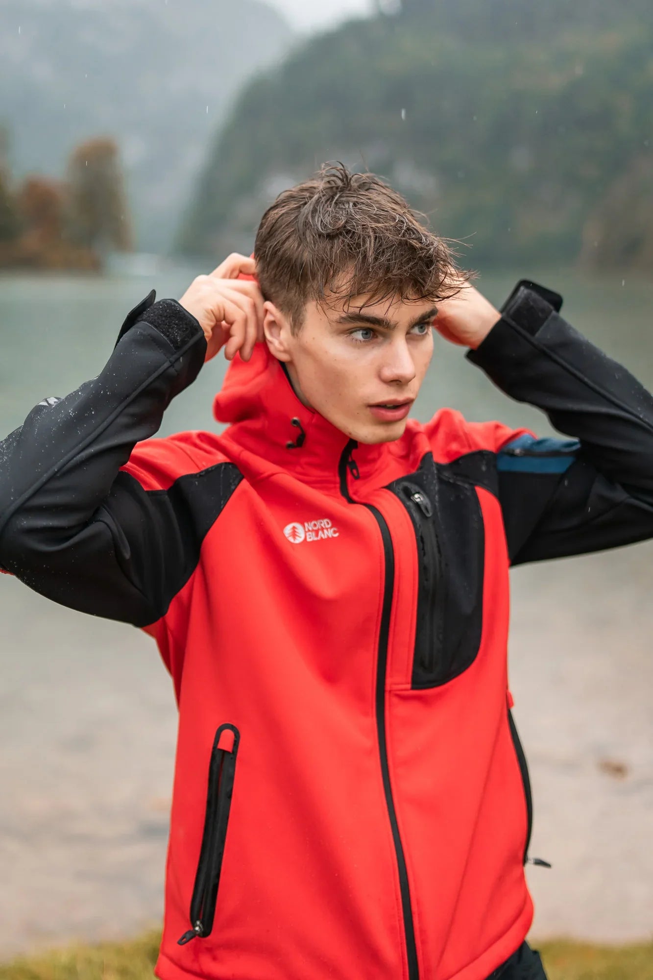 Wasserdichte Fleece Gefüttert Softshelljacke Herren - INTREPID rot-3