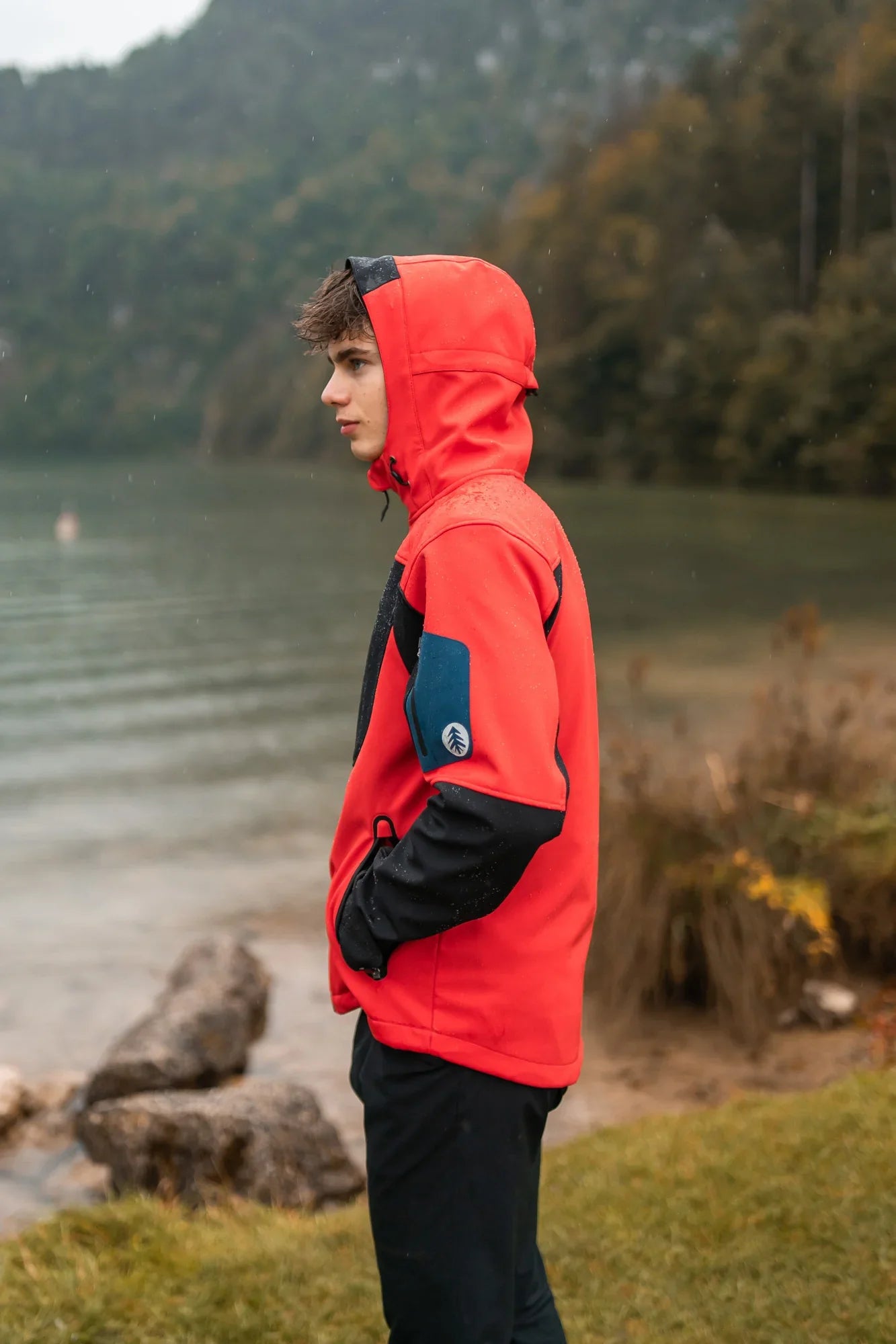 Wasserdichte Fleece Gefüttert Softshelljacke Herren - INTREPID rot-6
