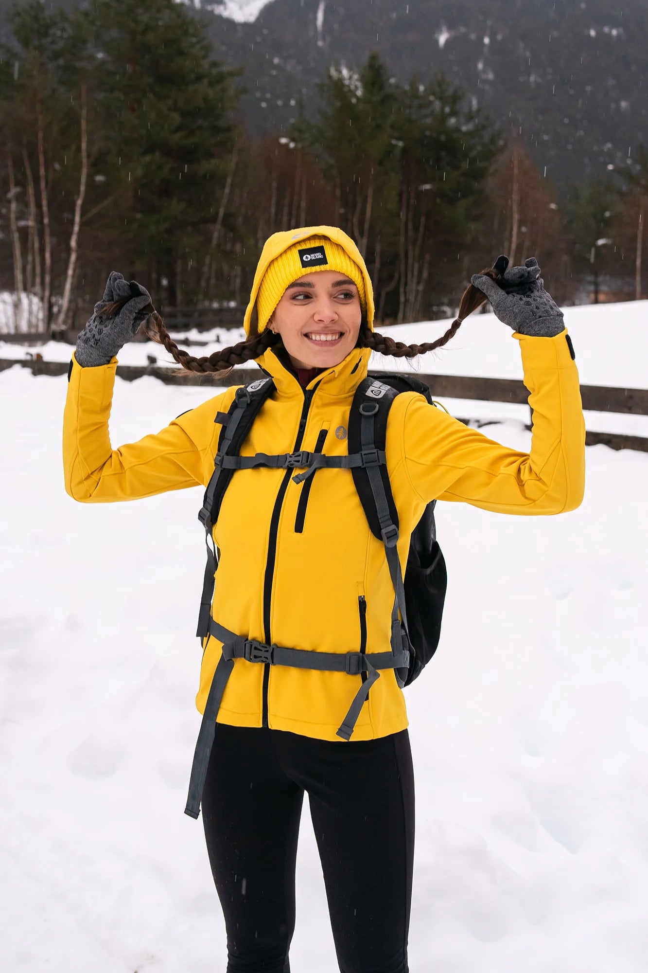 Waterproof softshell jacket with fleece women's - MAKALU yellow-4