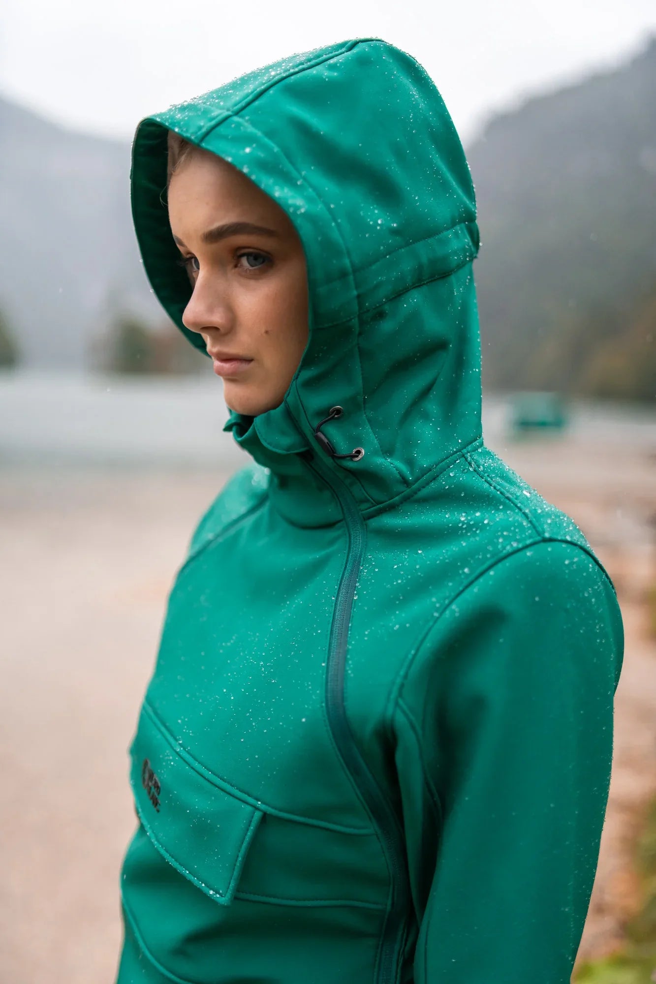 Softshell-Anorak mit Fleece Damen - FEMININE grün-5
