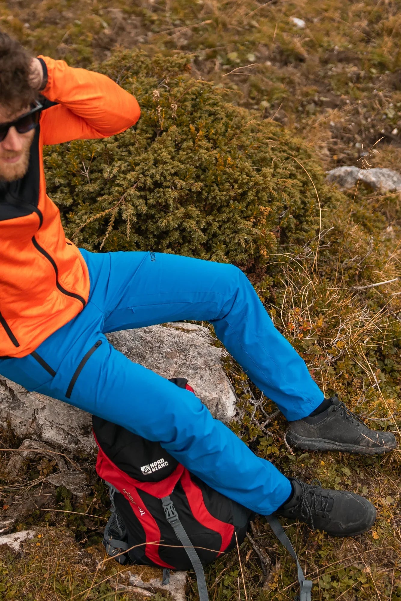 Outdoor waterproof pants with fleece men's - ZESTILY blue-4