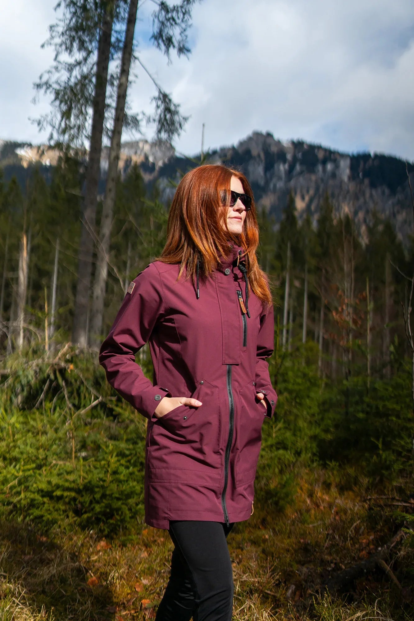 Waterproof outdoor parka jacket women's - WAKE wine red-3