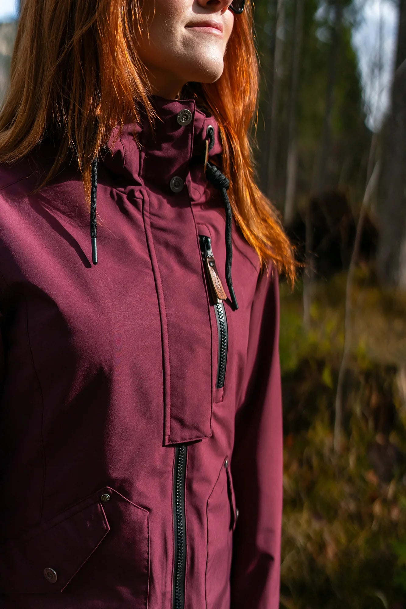 Waterproof outdoor parka jacket women's - WAKE wine red-4