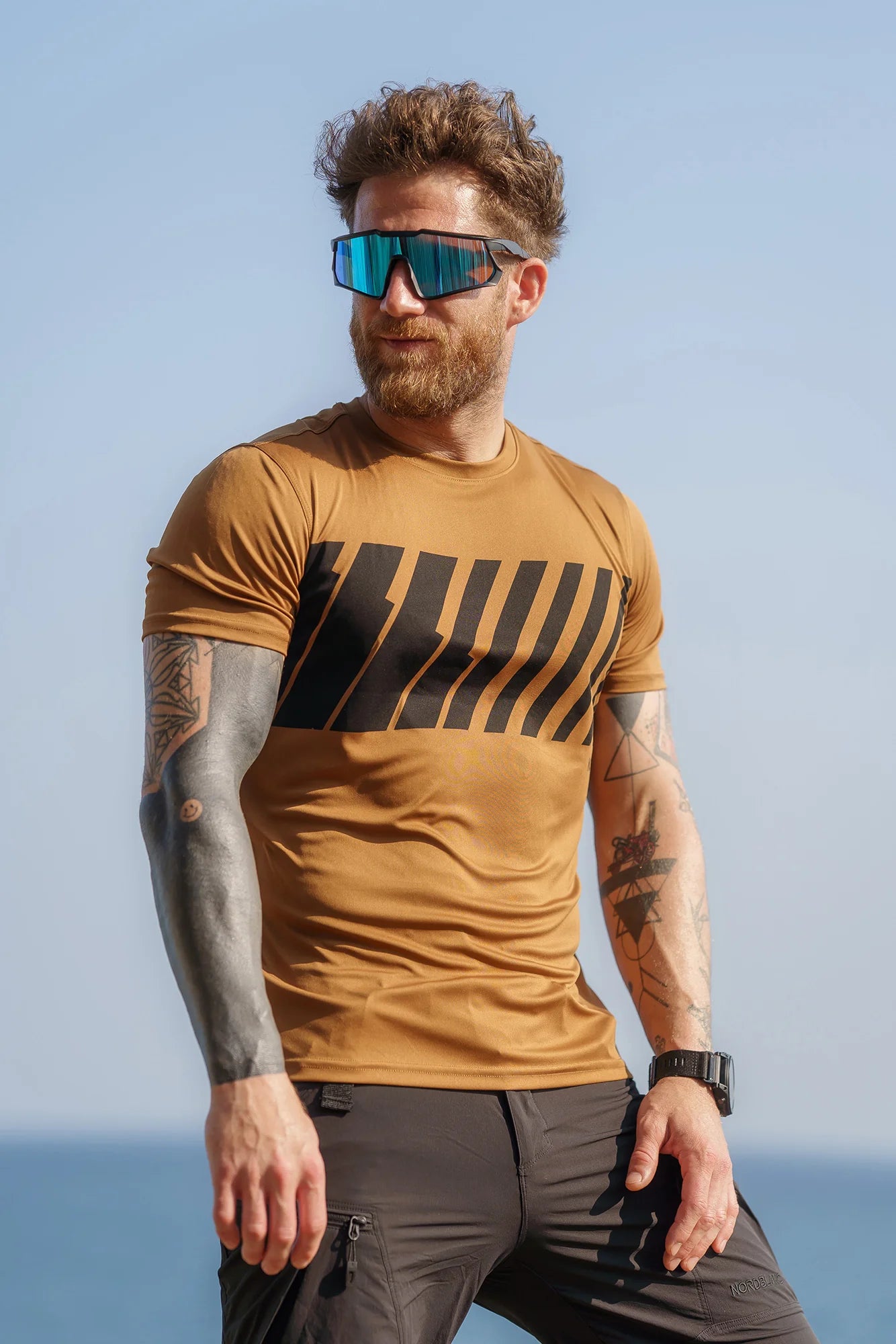 Functional t-shirt men's - WORLD brown-8