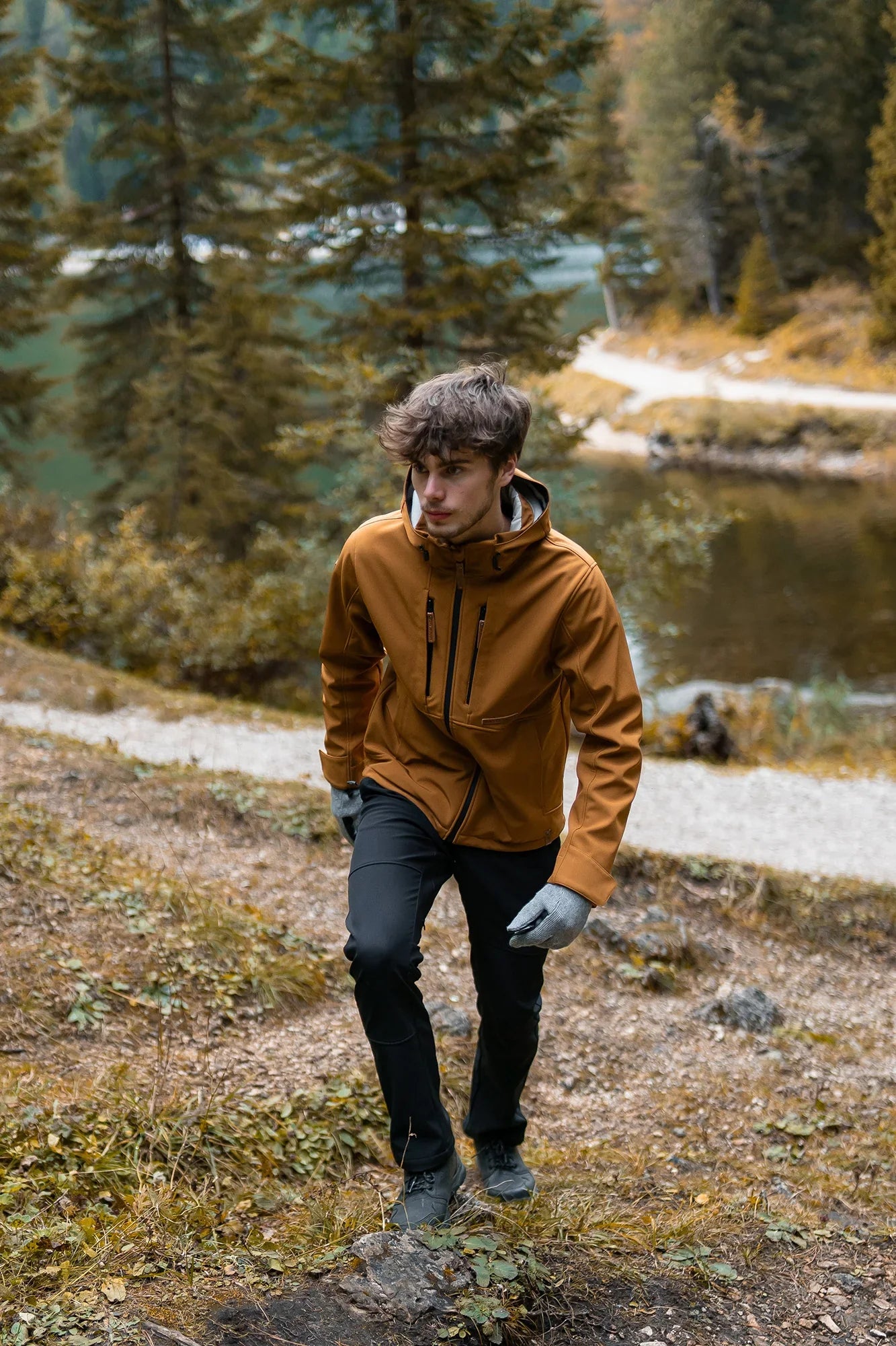 Softshell jacket with fleece men's - GLADNESS brown-3