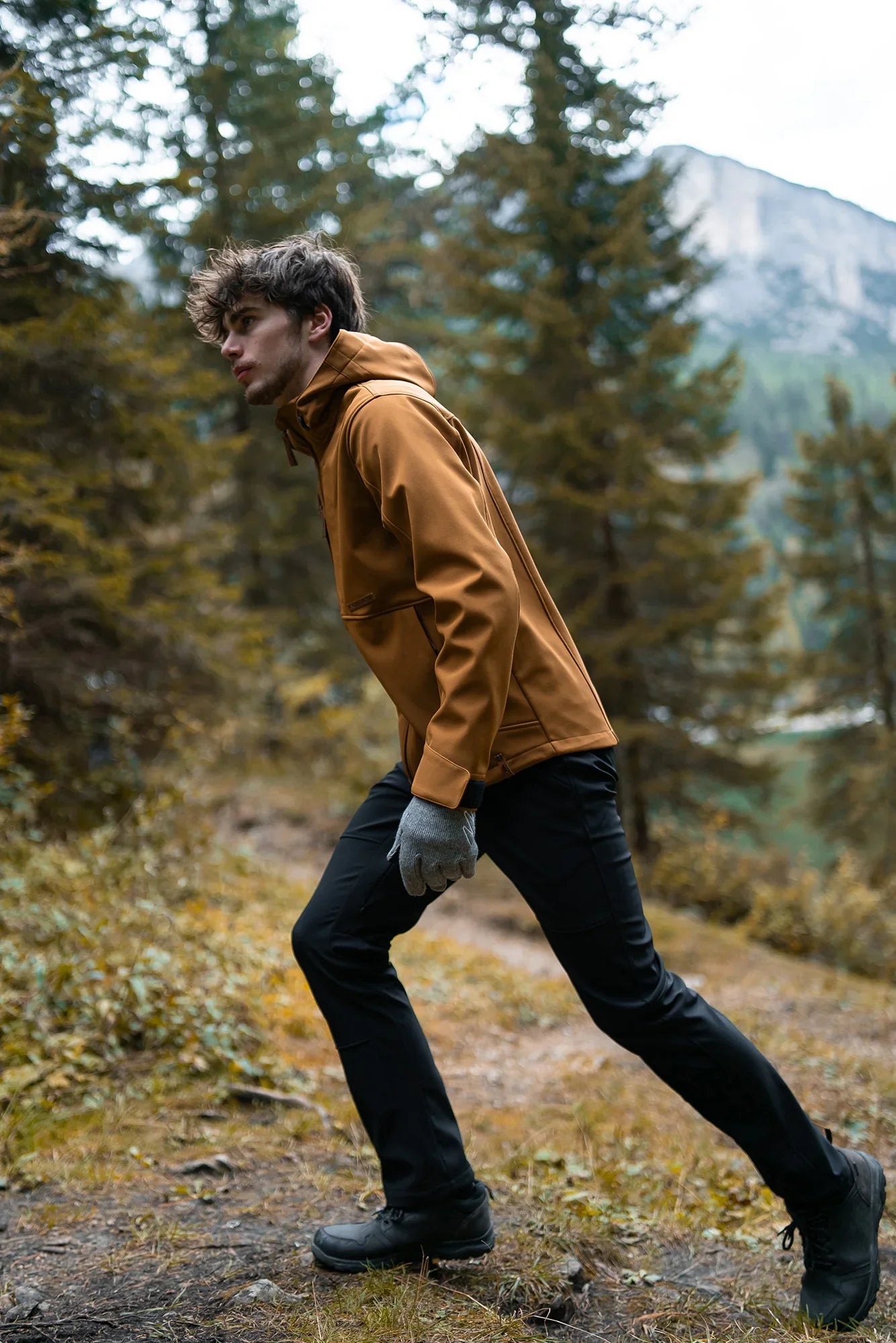 Softshell jacket with fleece men's - GLADNESS brown-4