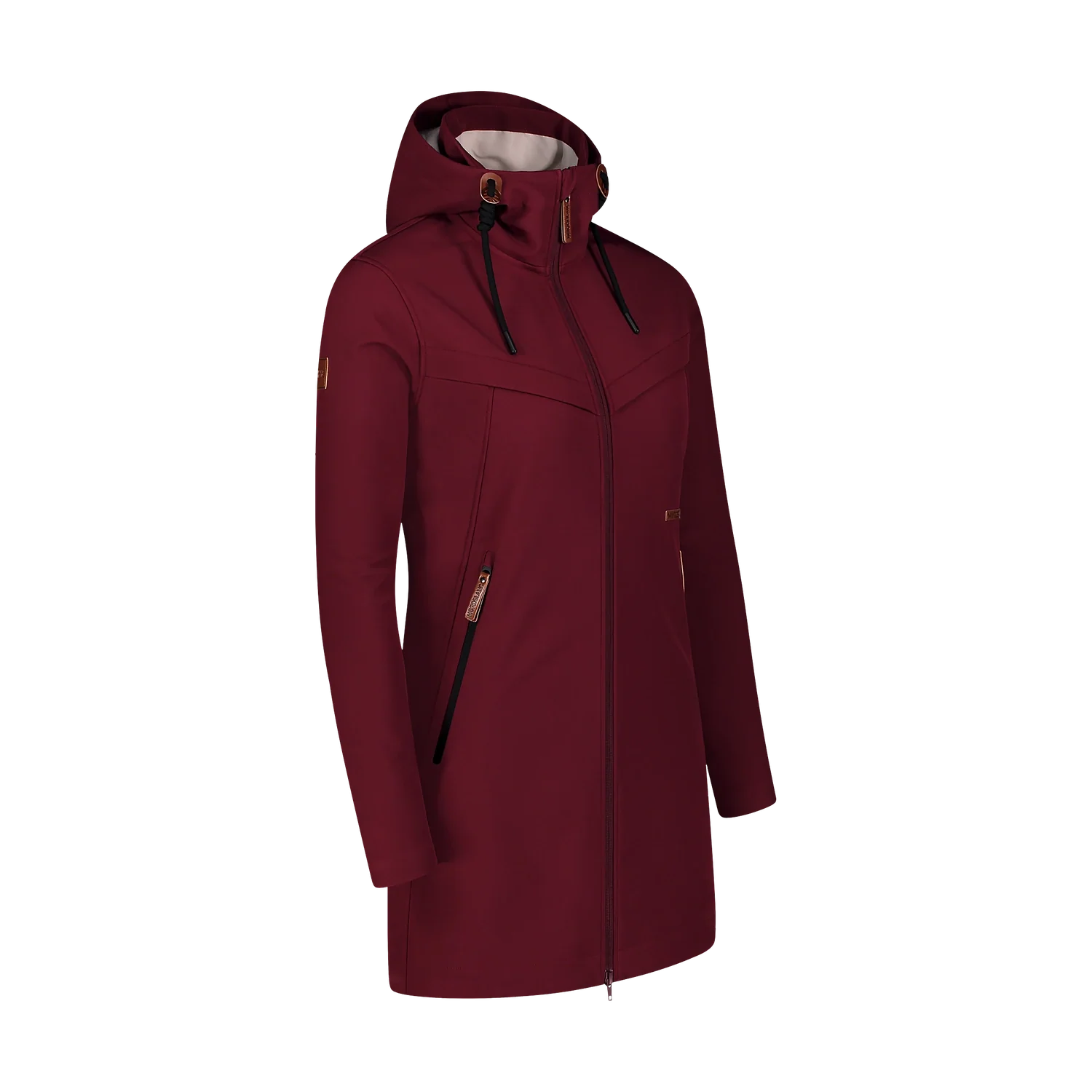Softshell parka with fleece women's - DOMINOES wine red-2