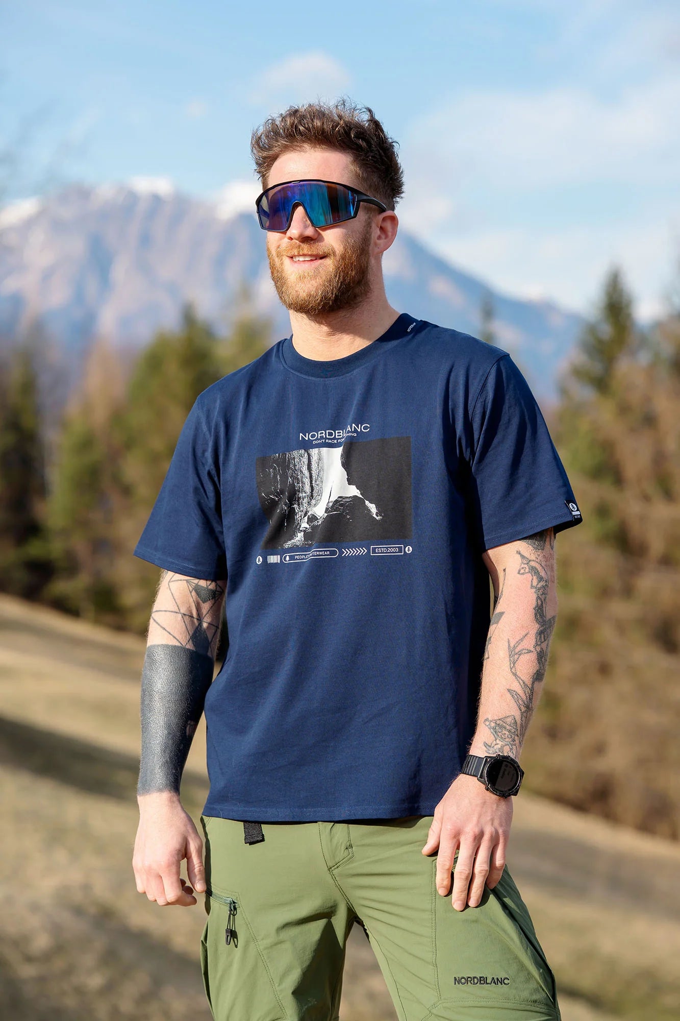 Cotton t-shirt men's - ALONE blue-4