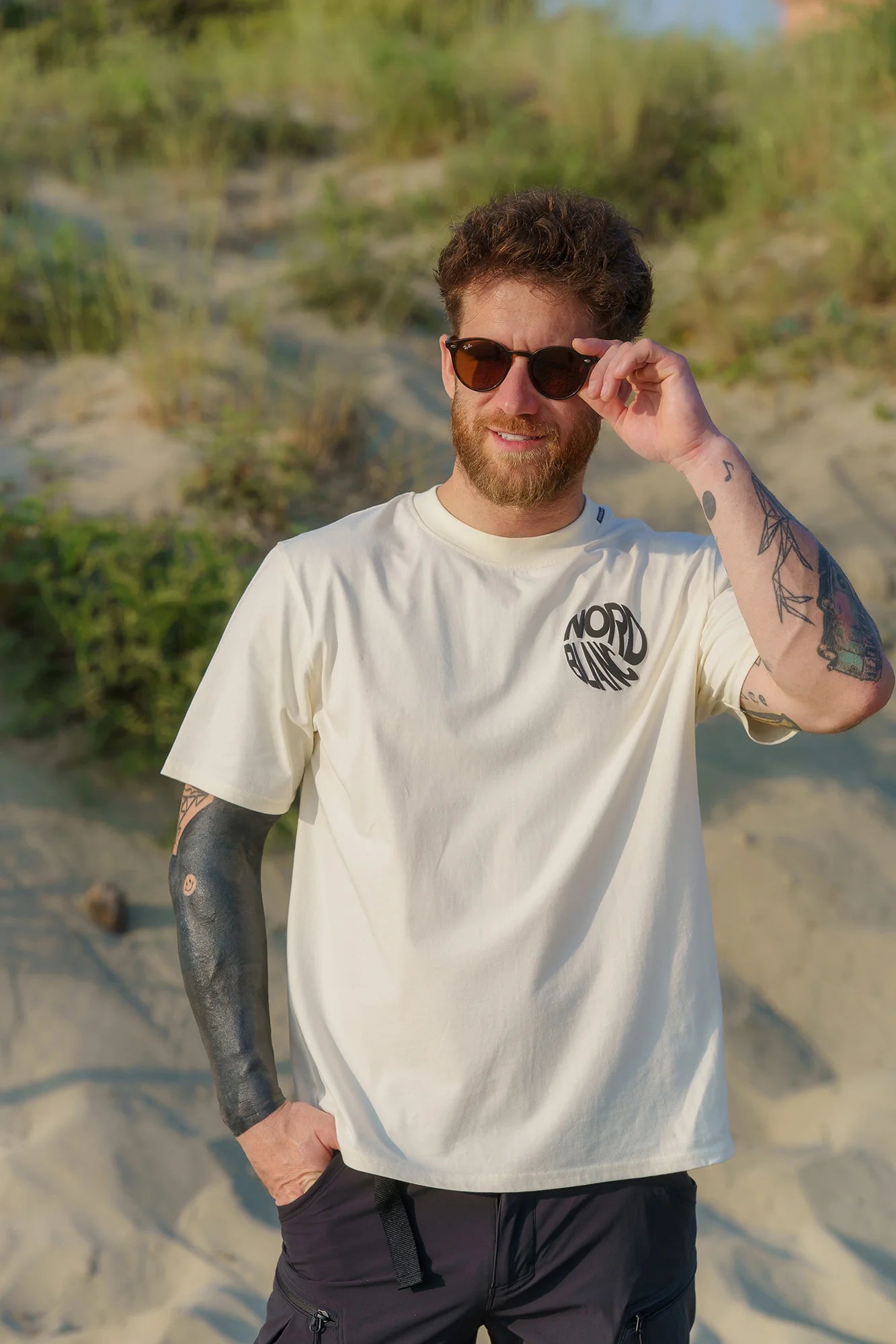 Baumwolle T-Shirt Herren - ROTATED weiß-6