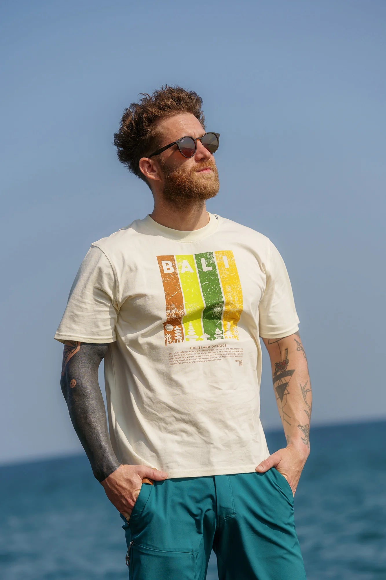 Cotton t-shirt men's - BALI white-4
