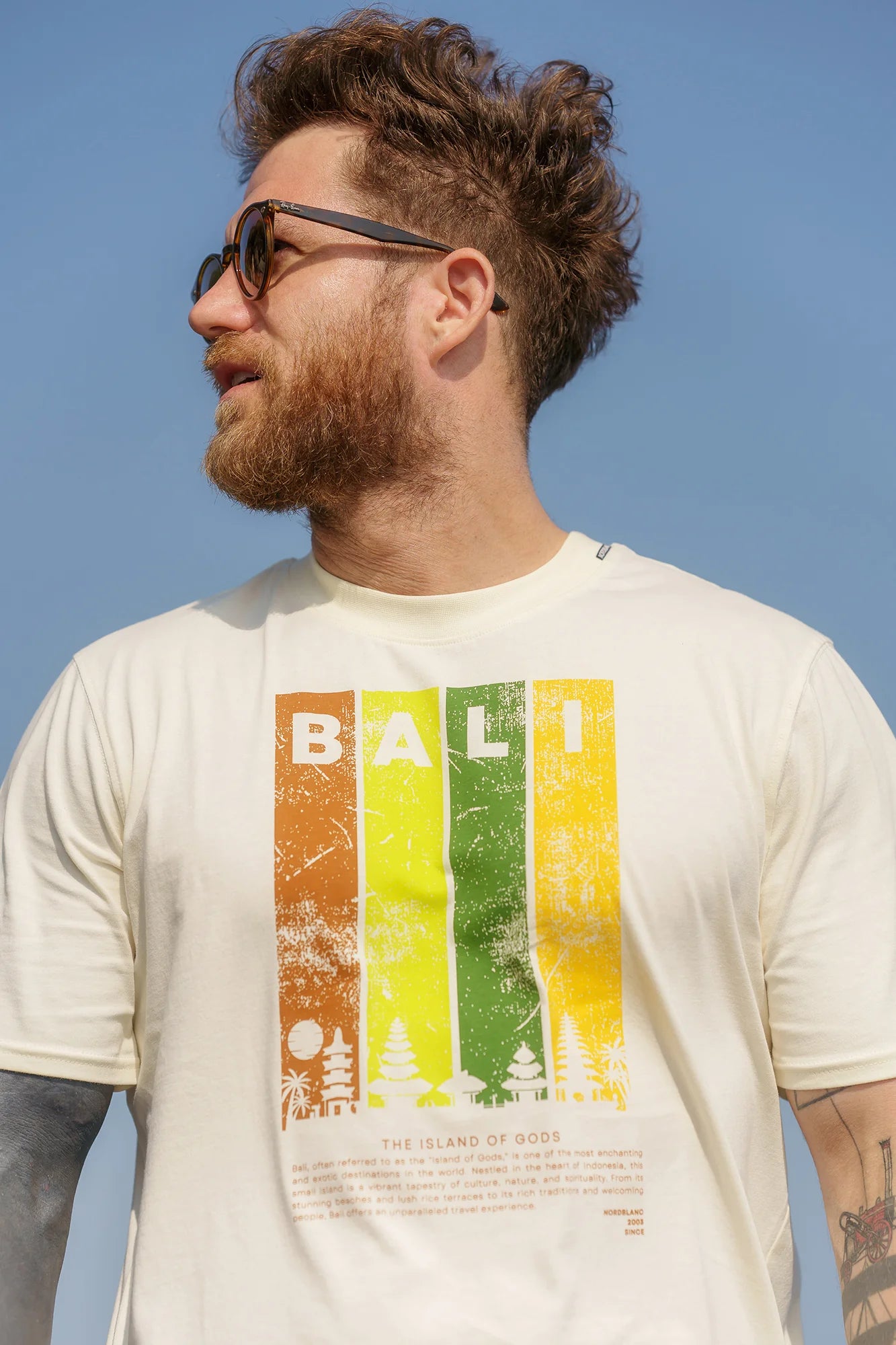 Cotton t-shirt men's - BALI white-5