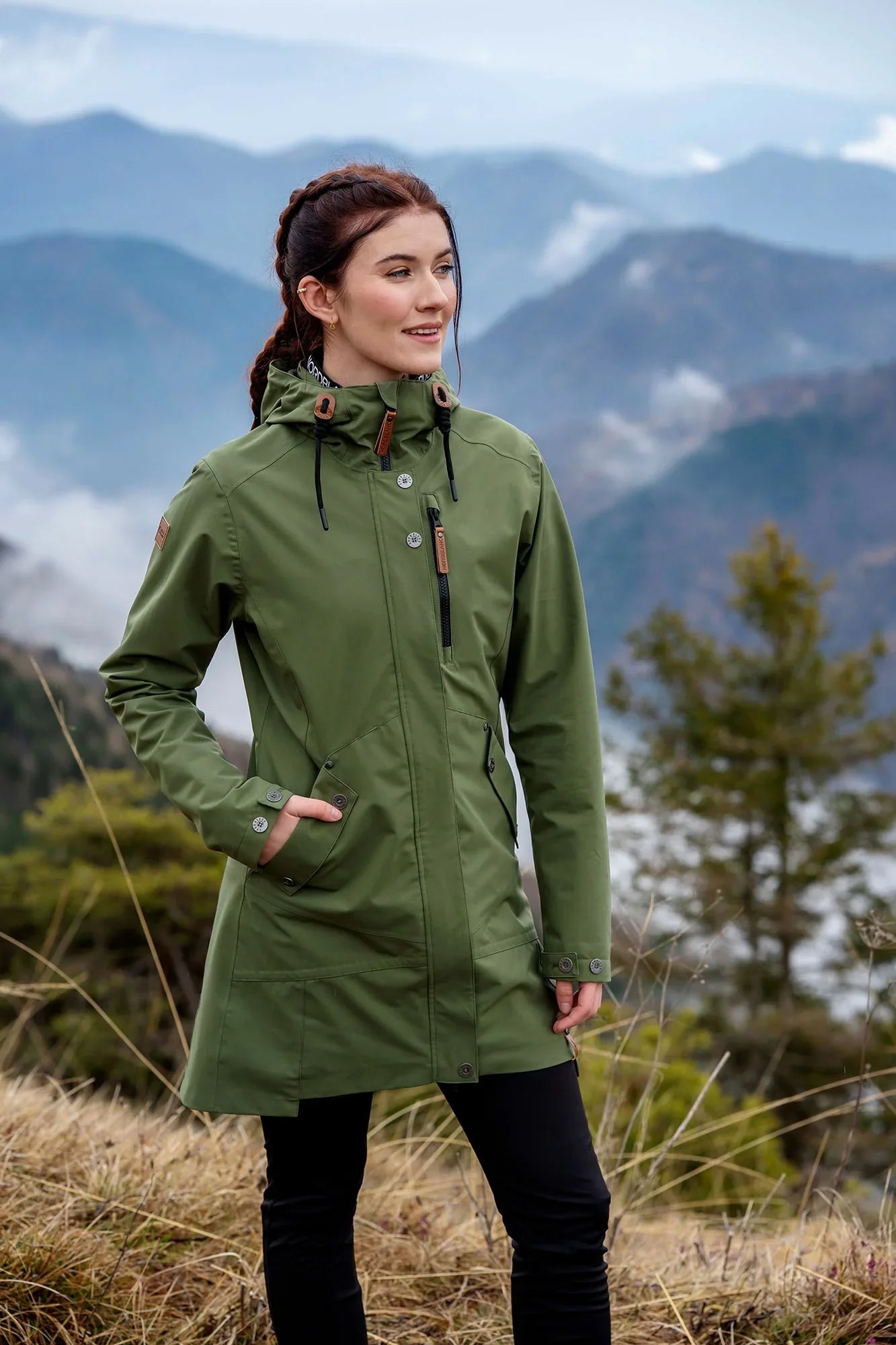 Waterproof outdoor parka jacket women's - EASYCOME green-4