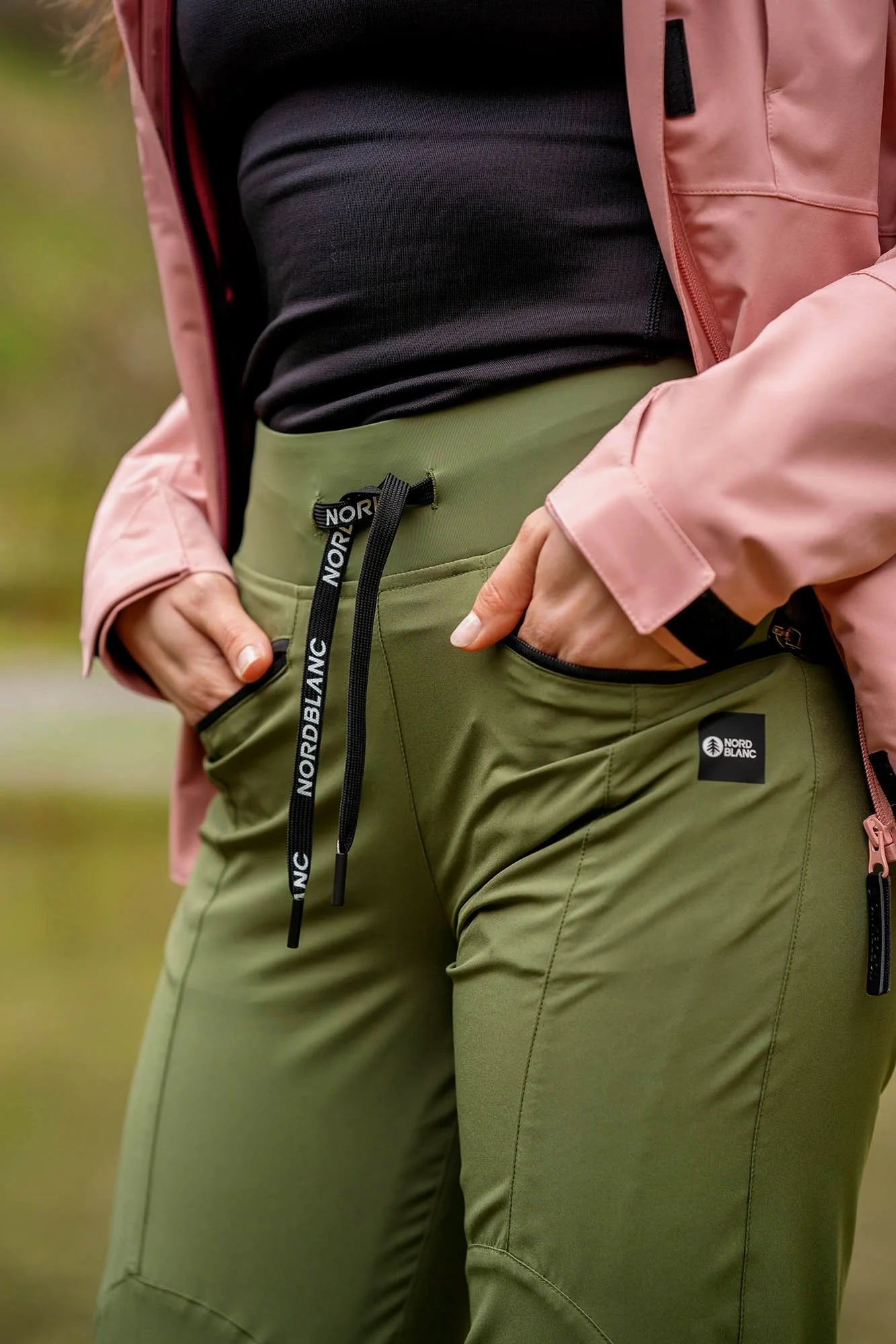 Lightweight outdoor pants with sweatpants cut women's - REALM green-3