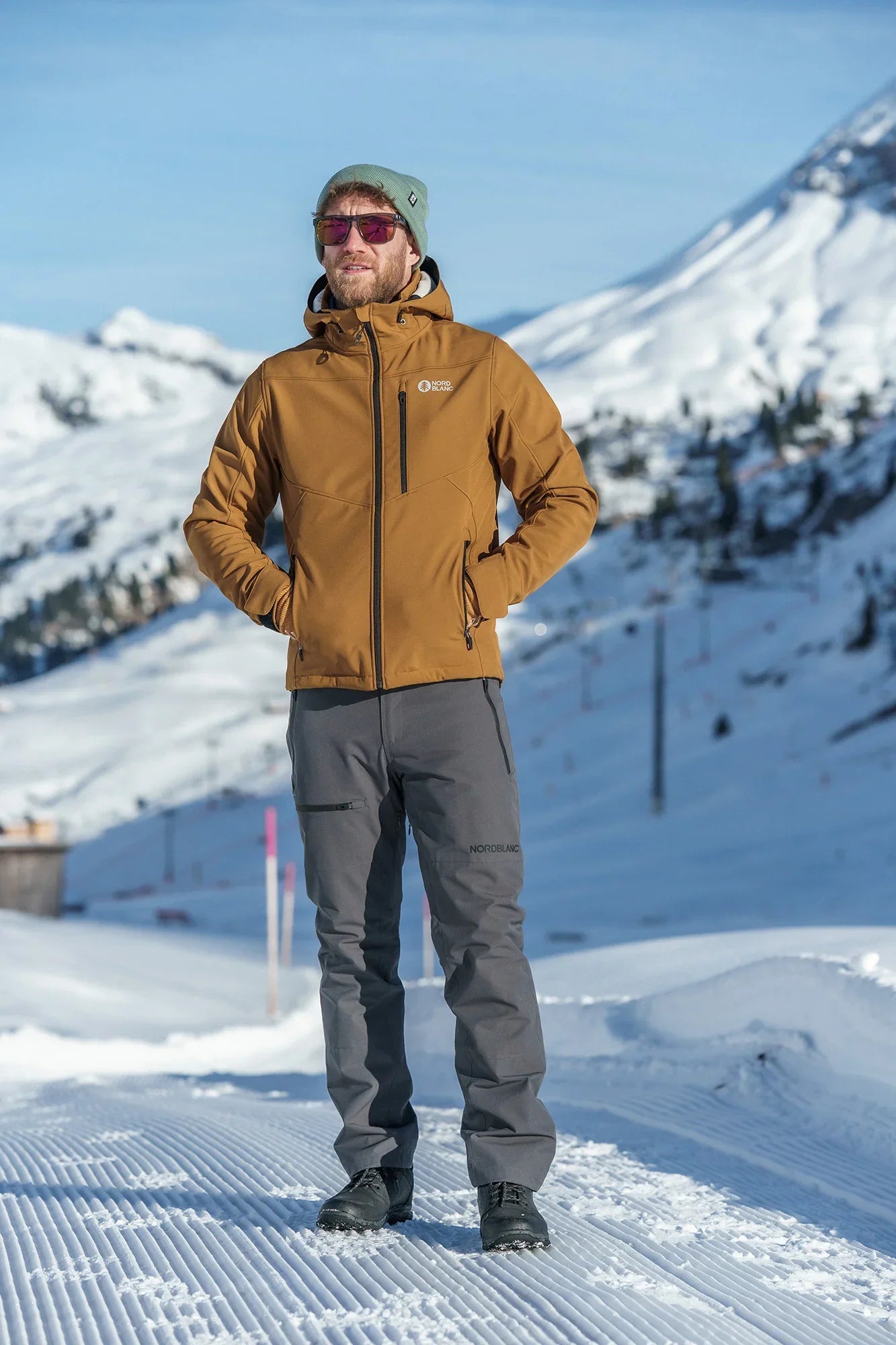 Softshell jacket with fleece men's - RASP brown-2