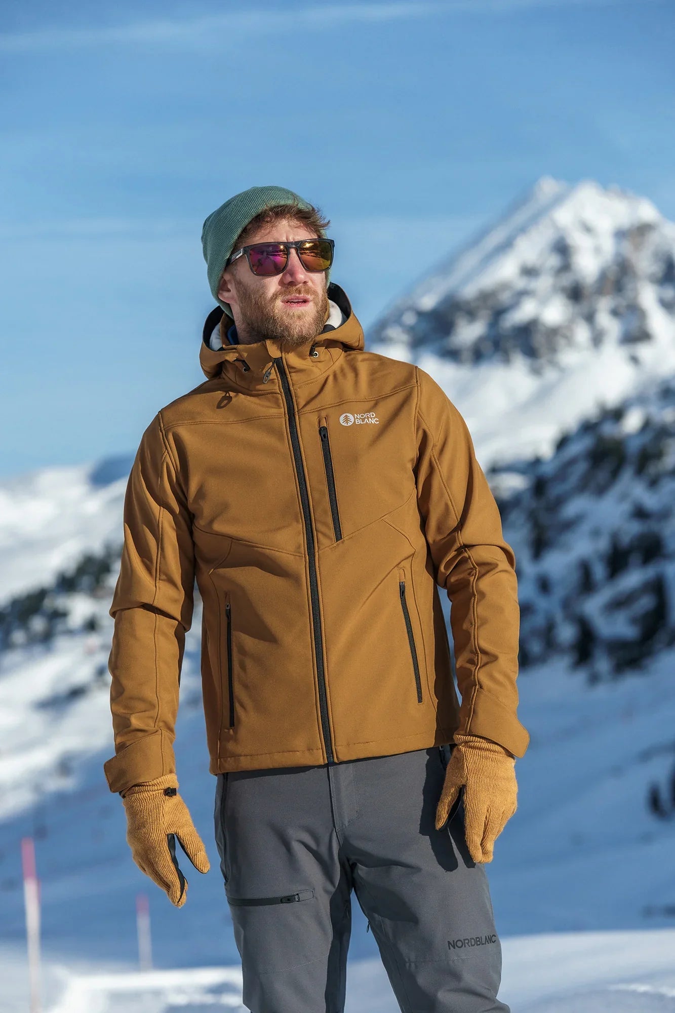 Softshell jacket with fleece men's - RASP brown-3