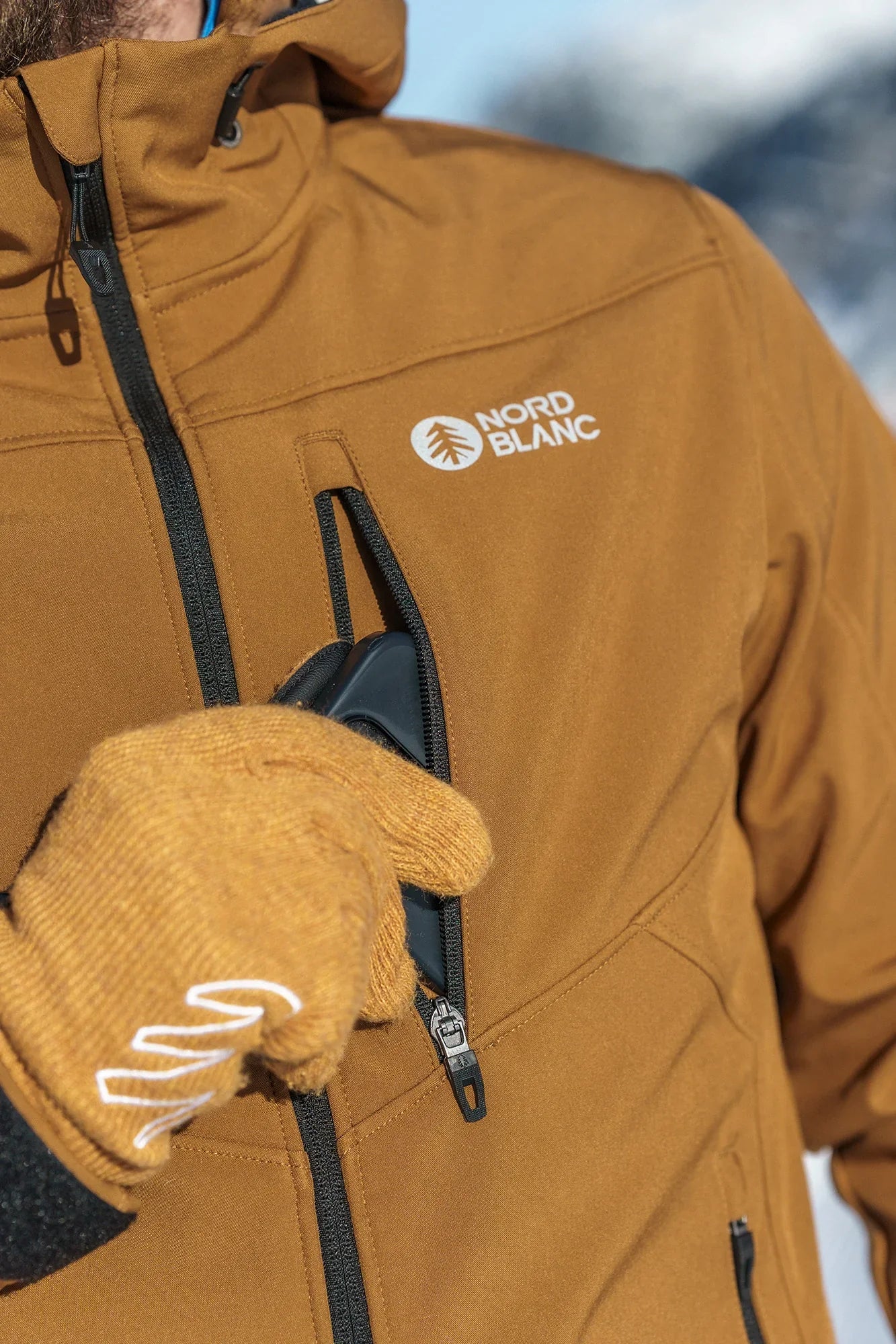 Softshell jacket with fleece men's - RASP brown-4