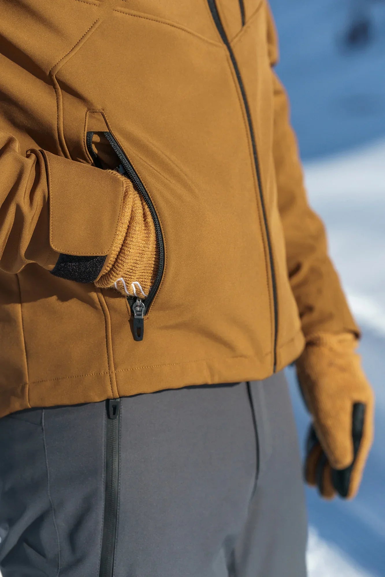 Softshell jacket with fleece men's - RASP brown-5