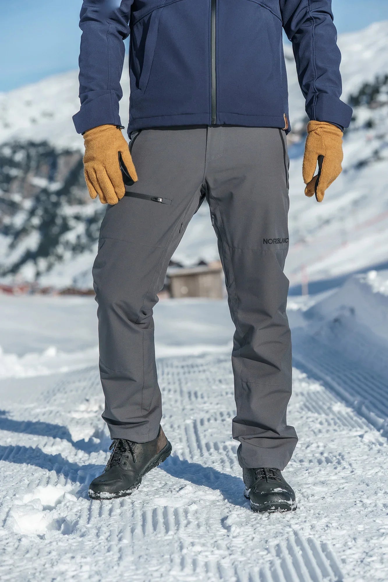 Nodootporne outdoor hlače od flisa muške - GRIZZLY sive-6