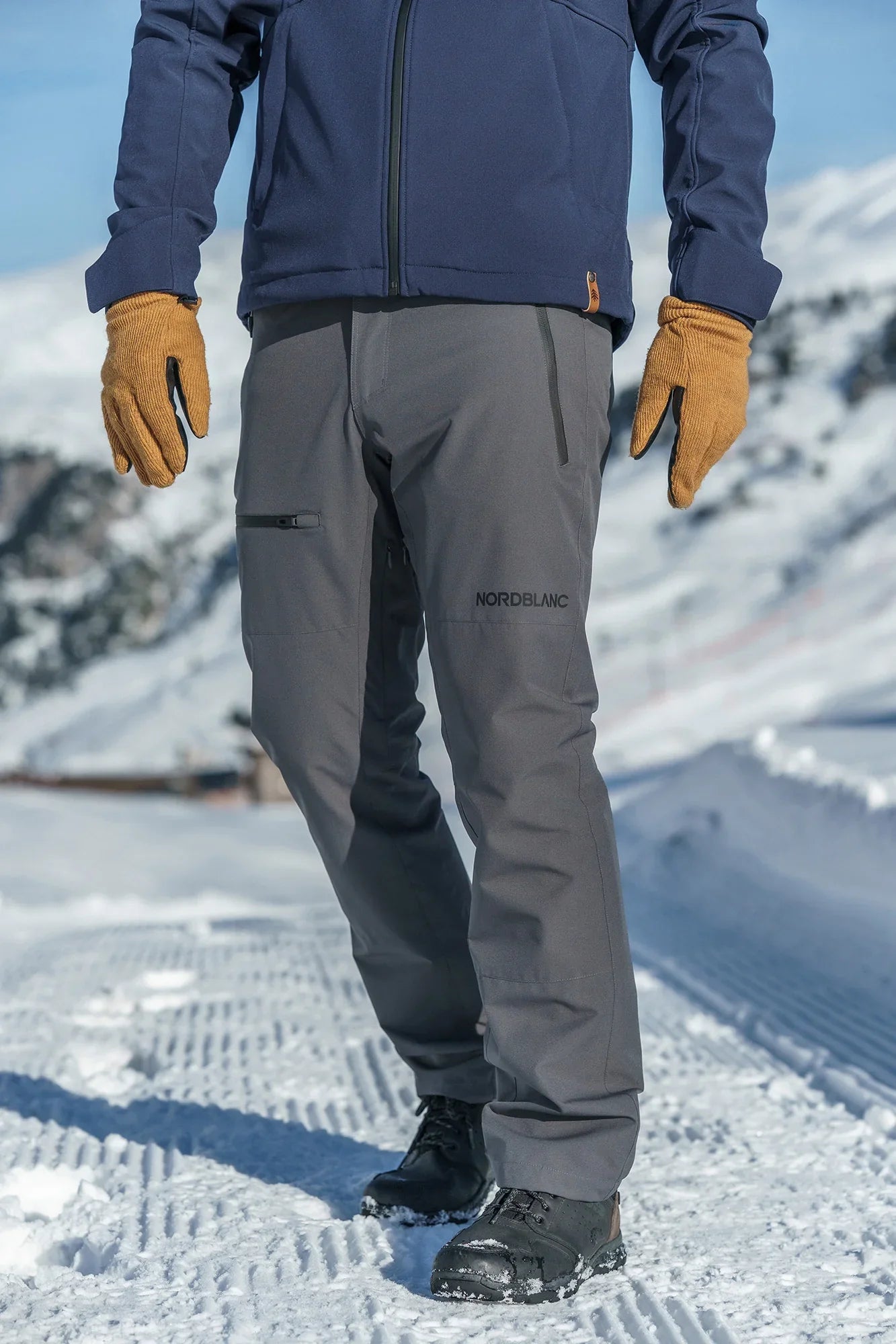 Nodootporne outdoor hlače od flisa muške - GRIZZLY sive-7