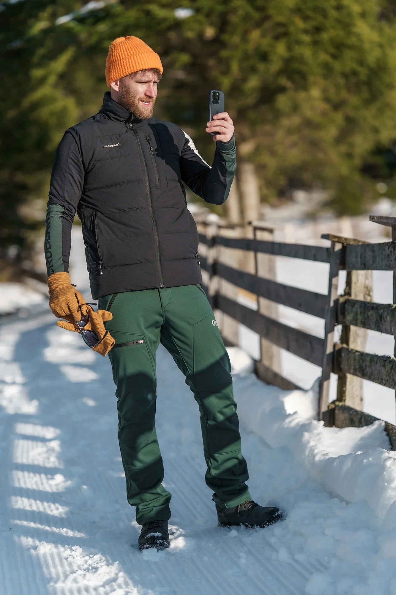 Softshell waterproof pants with fleece men's - THORN green-4