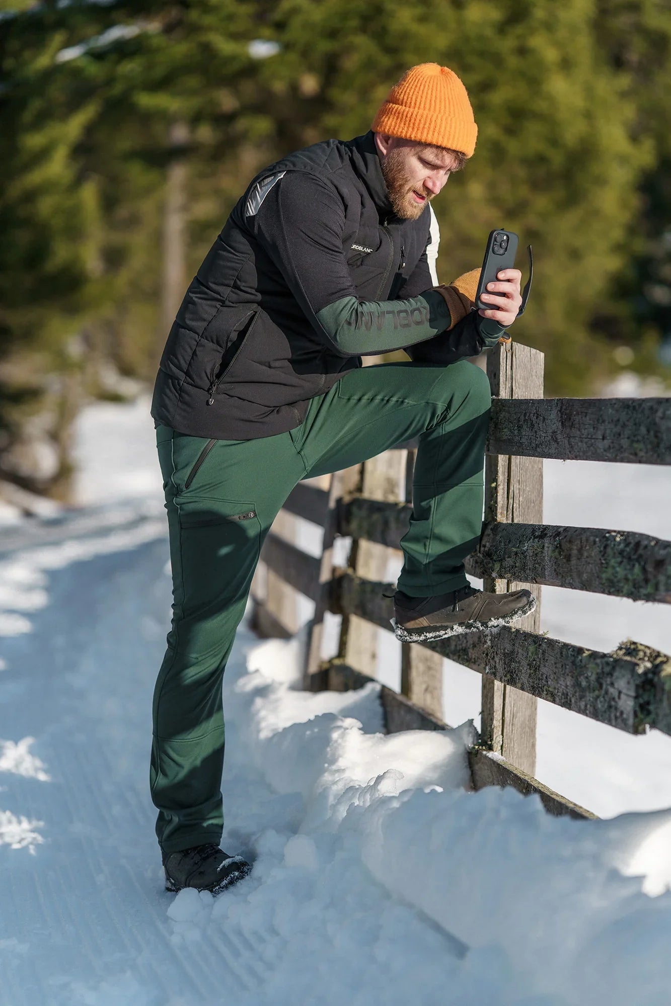 Softshell waterproof pants with fleece men's - THORN green-5