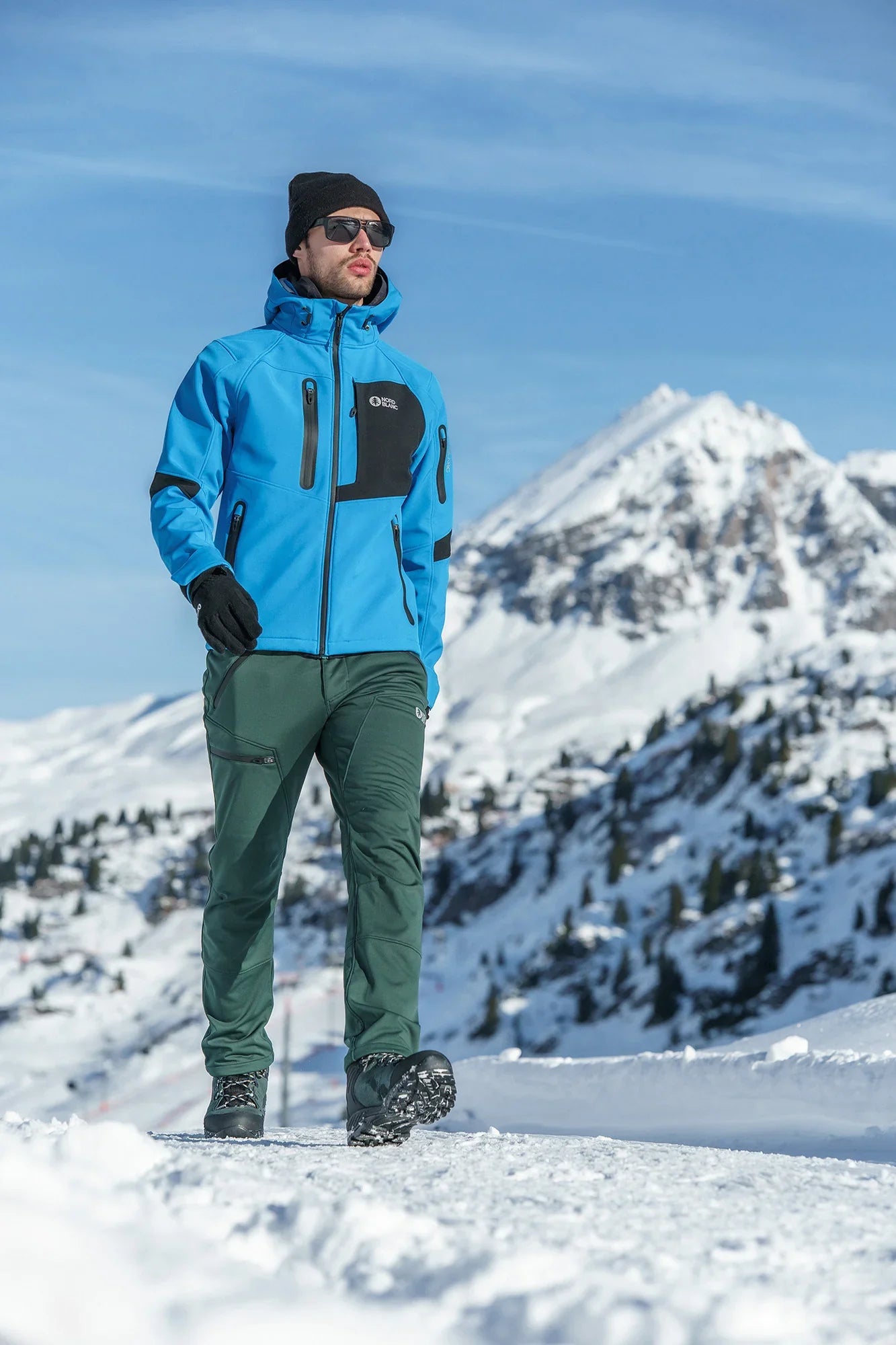 Softshell waterproof pants with fleece men's - THORN green-6