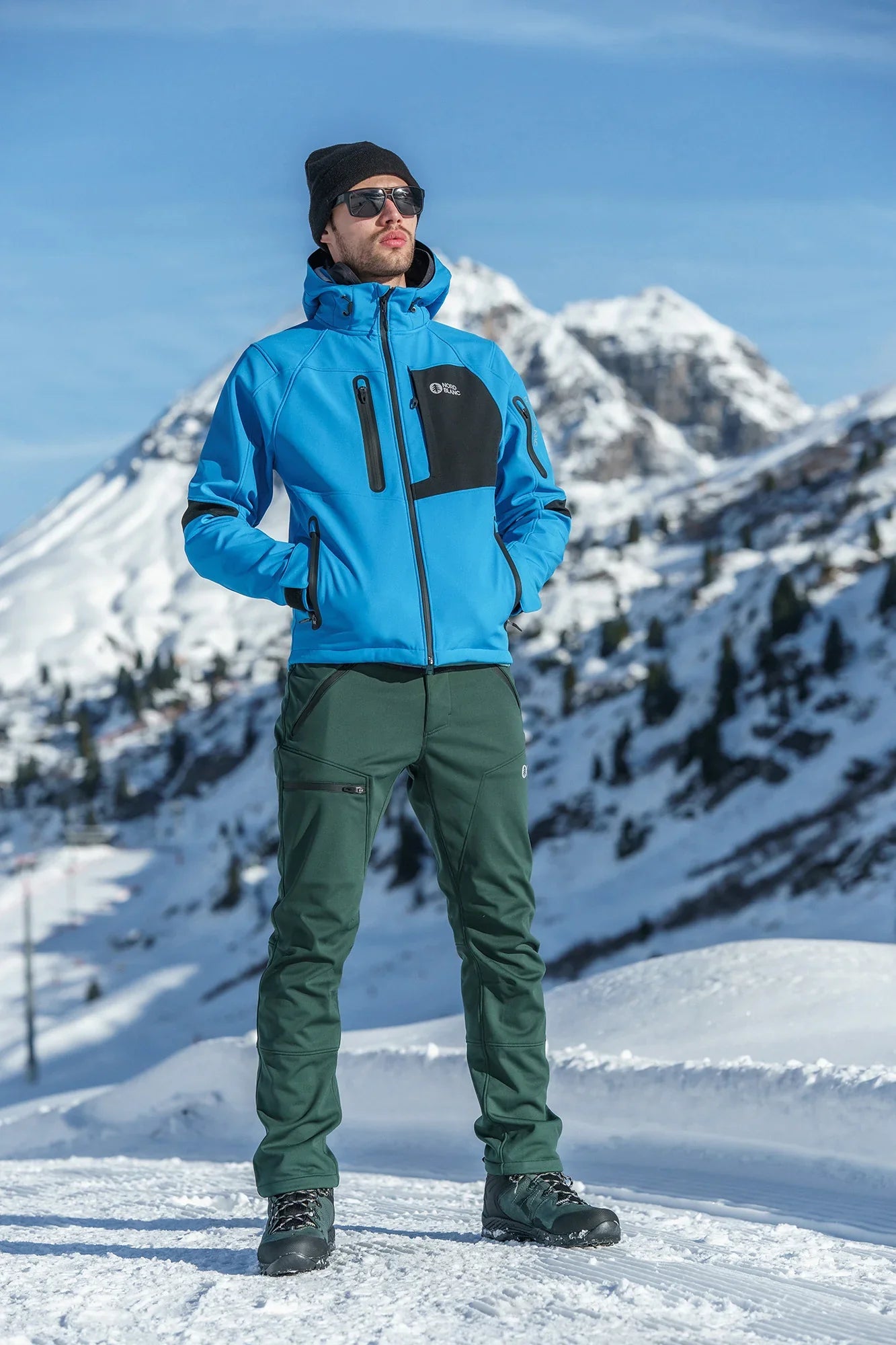Softshell waterproof pants with fleece men's - THORN green-8