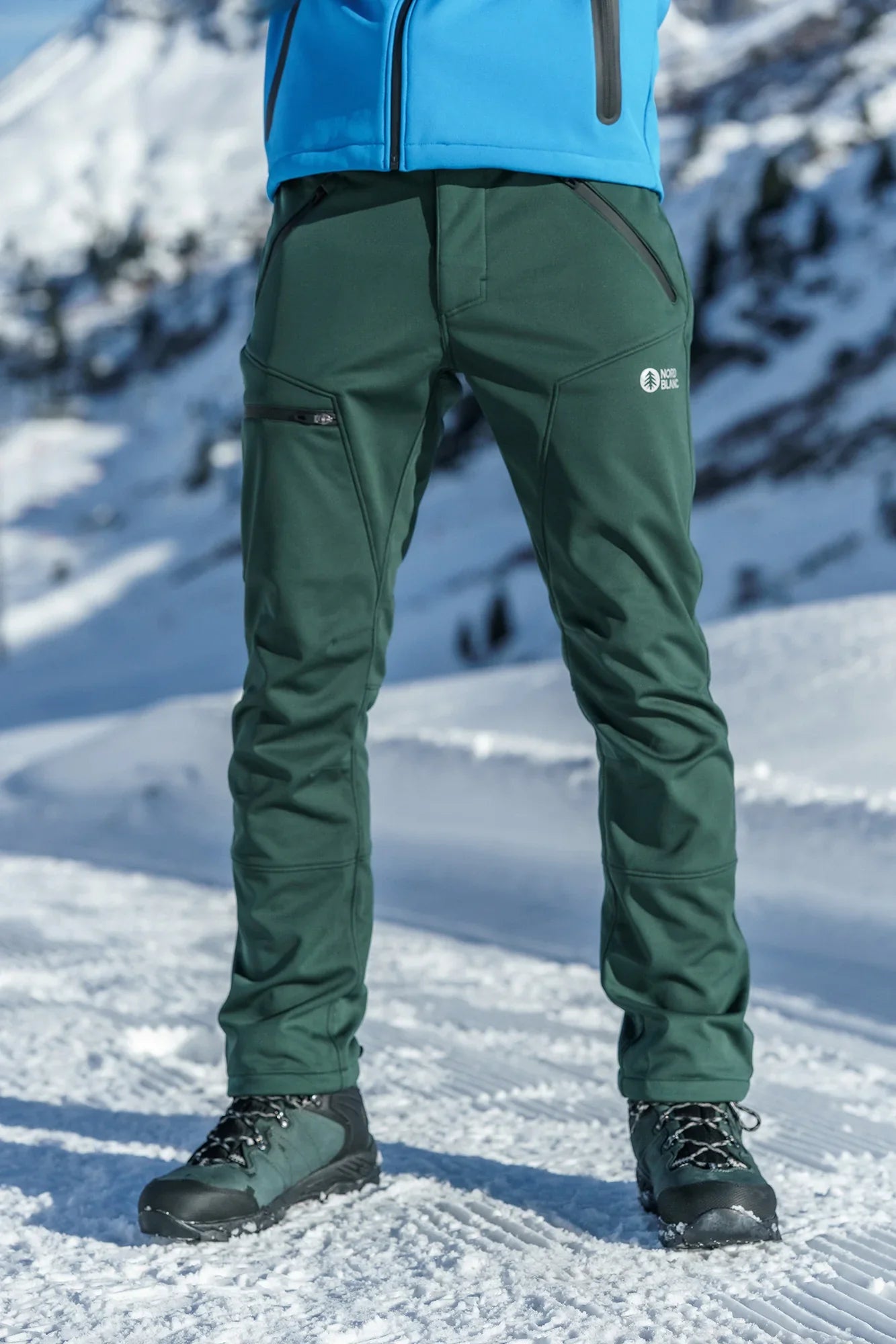 Softshell waterproof pants with fleece men's - THORN green-9