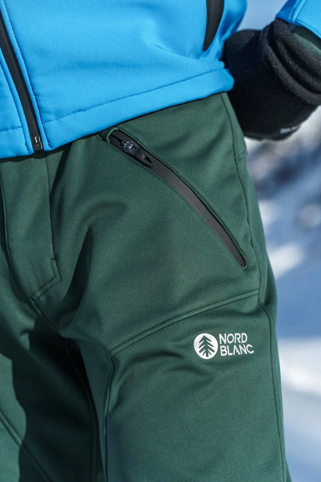 Softshell waterproof pants with fleece men's - THORN green-11