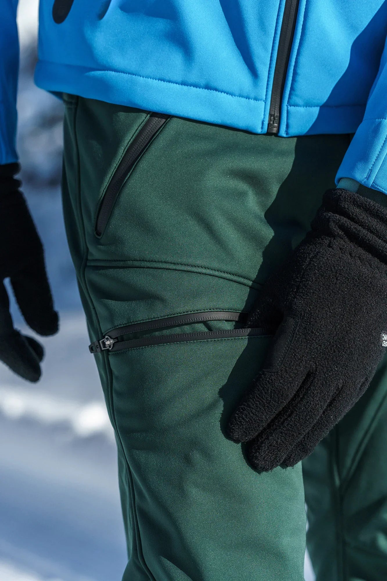 Softshell waterproof pants with fleece men's - THORN green-12