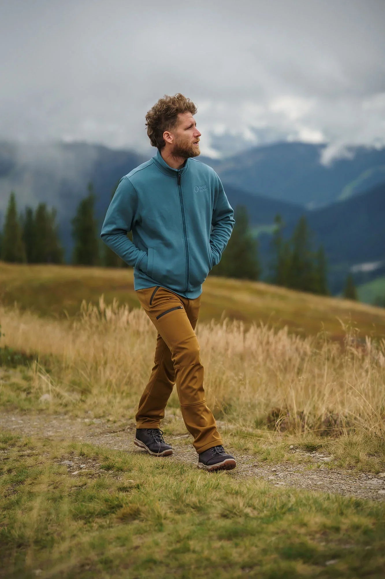 Softshell waterproof pants with fleece men's - THORN brown-2